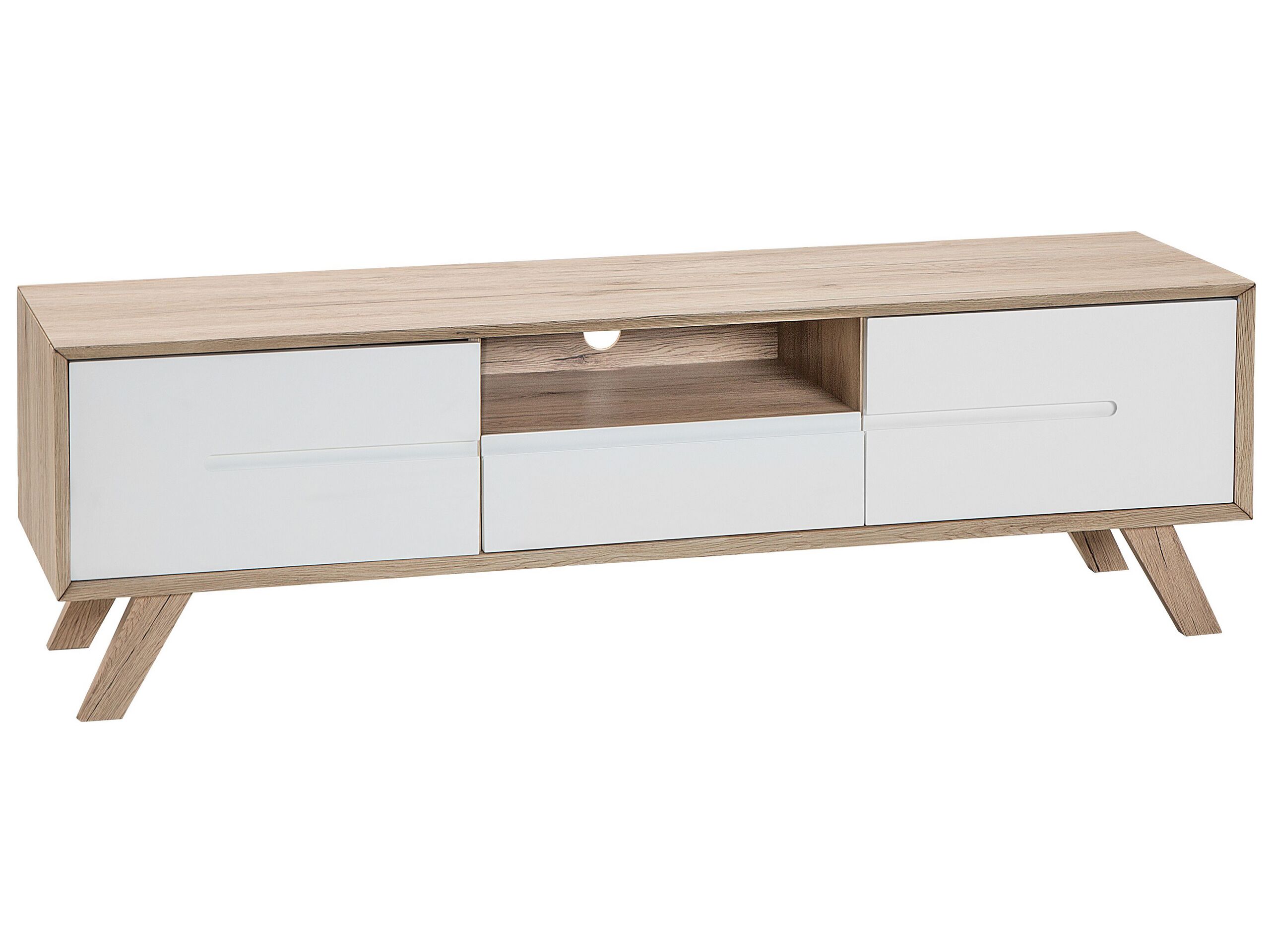 TV Stand Light Wood with White FORESTER - Gemini Interiors