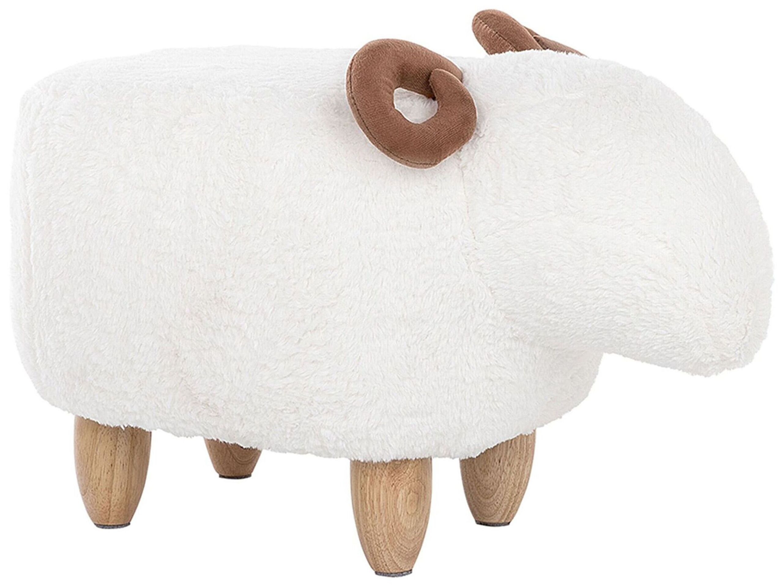 Fabric Animal Stool White LAMB - Gemini Interiors