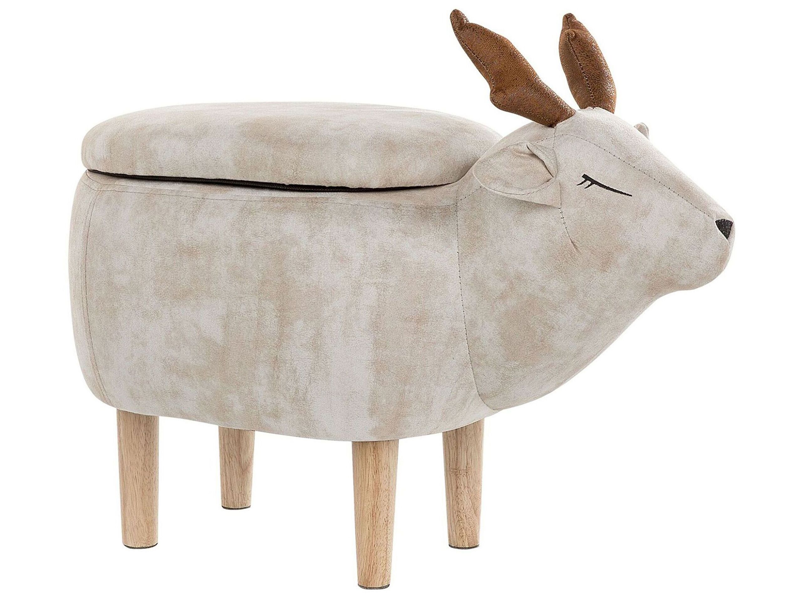 Fabric Storage Animal Stool Beige REINDEER - Gemini Interiors