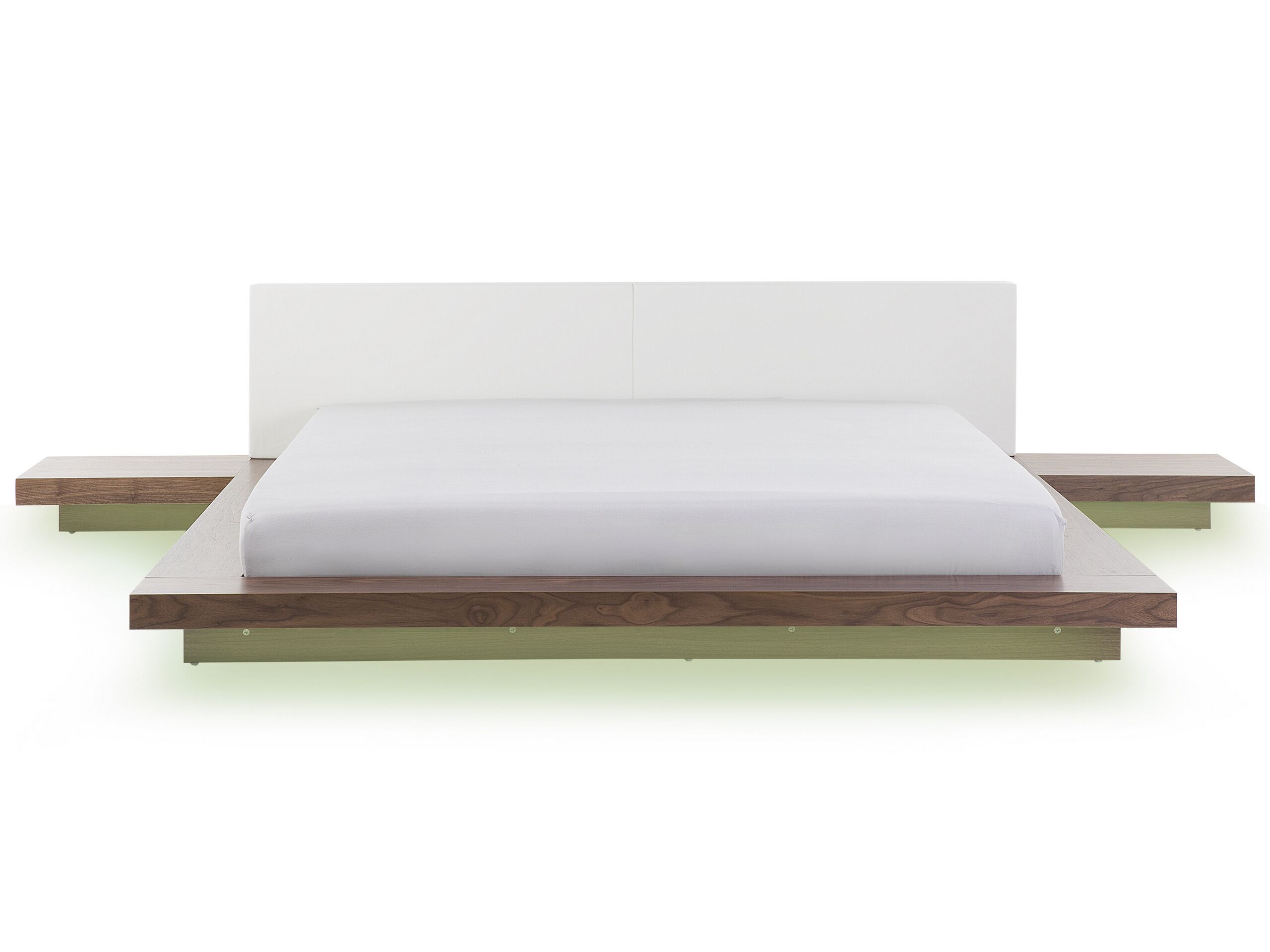 EU Super King Size Bed with LED and Bedside Tables Dark Wood ZEN - Gemini Interiors