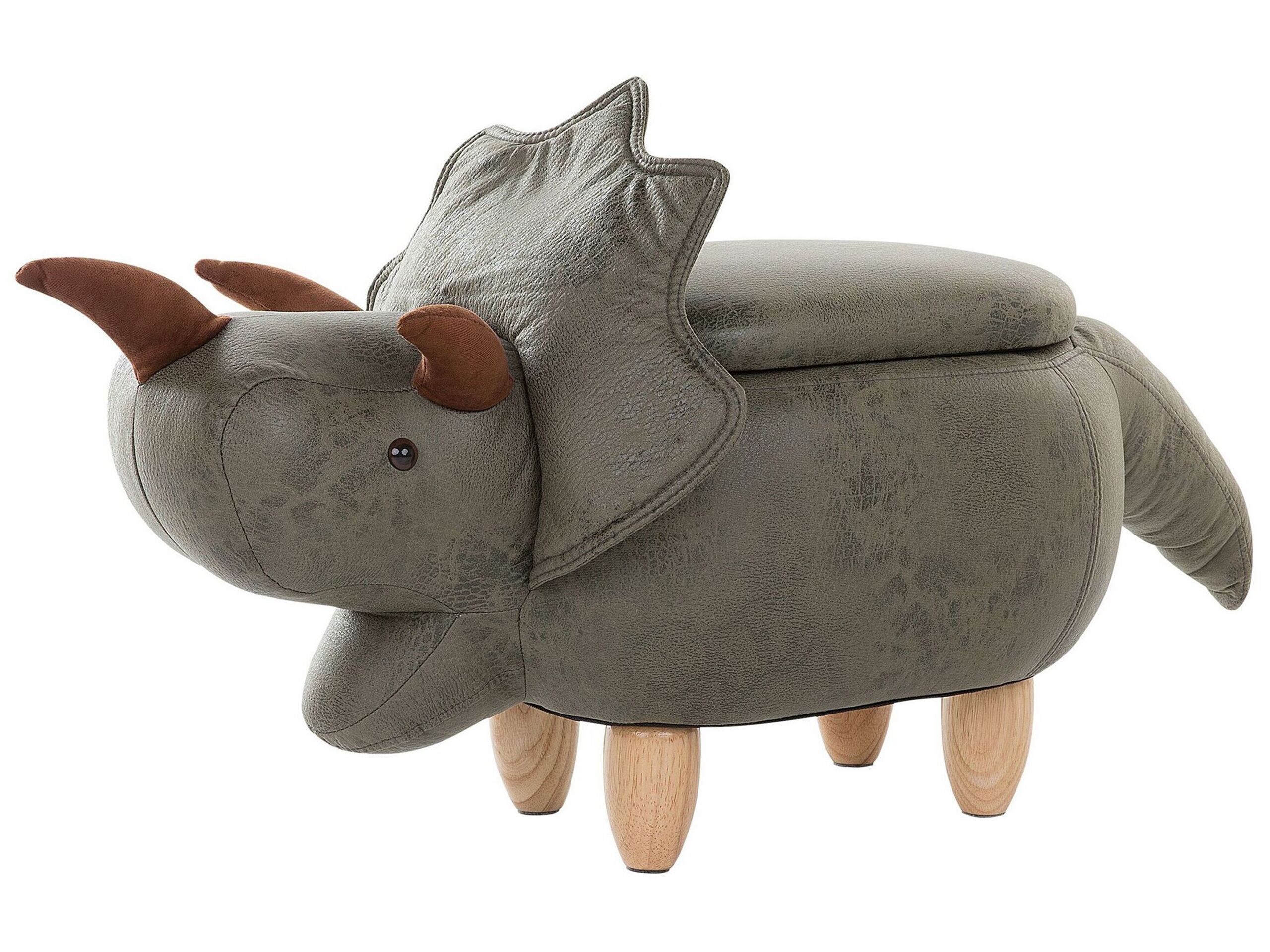 Fabric Storage Animal Stool Dark Green TRICERATOPS - Gemini Interiors
