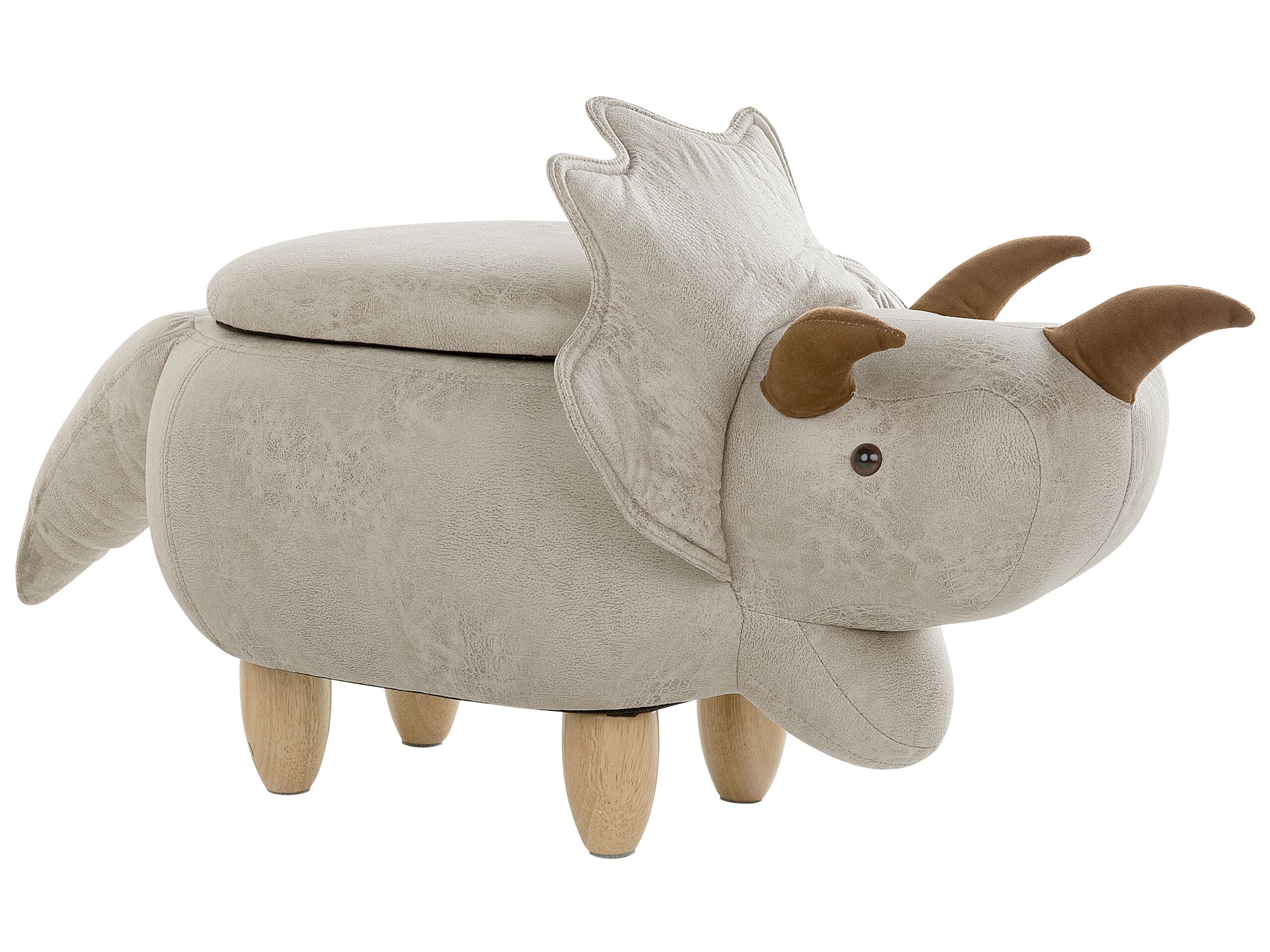 Fabric Storage Animal Stool Light Grey TRICERATOPS - Gemini Interiors