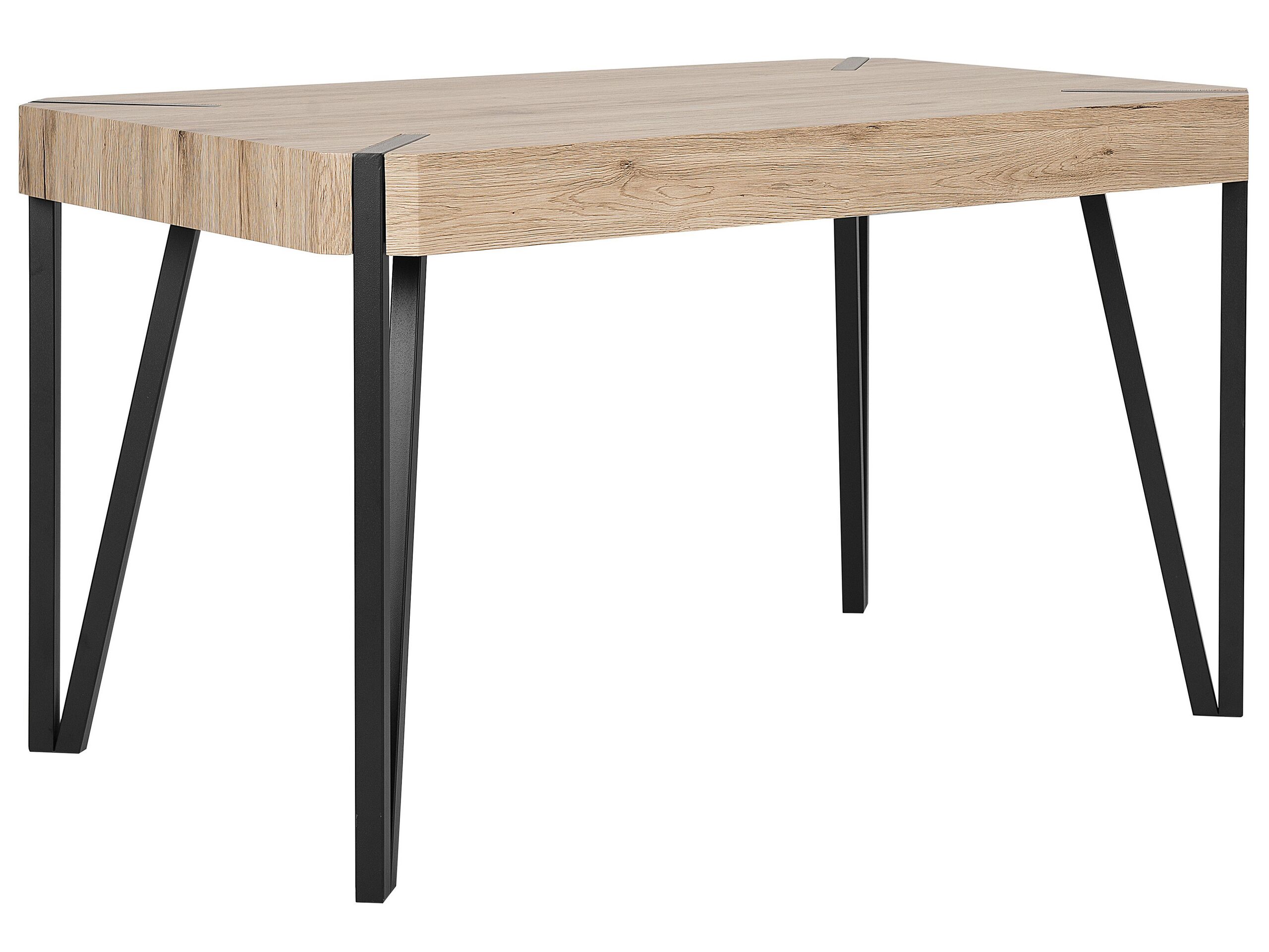 Dining Table 130 x 80 cm Light Wood and Black CAMBELL - Gemini Interiors