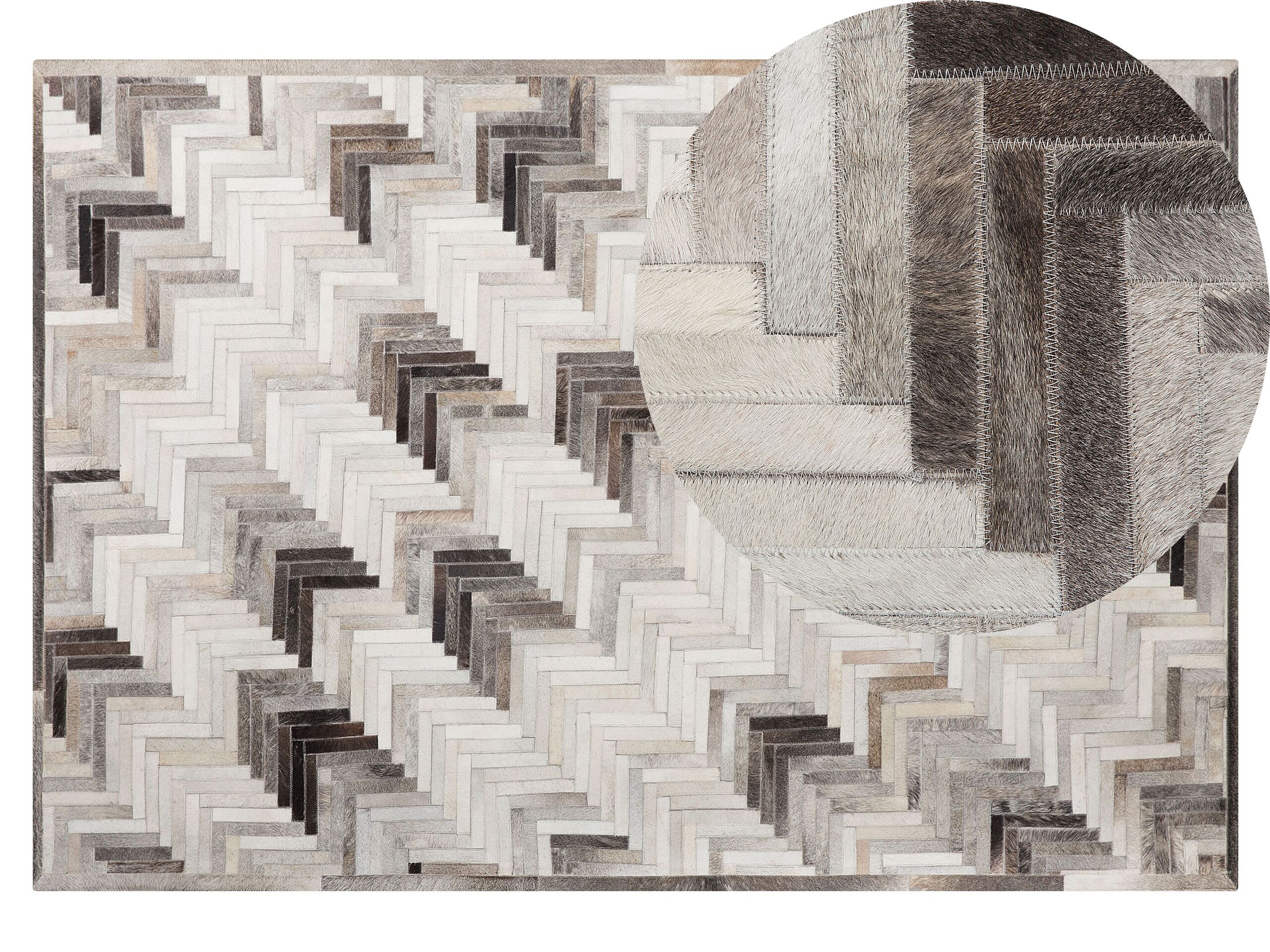 Cowhide Area Rug 140x200cm Grey and Beige - Gemini Interiors