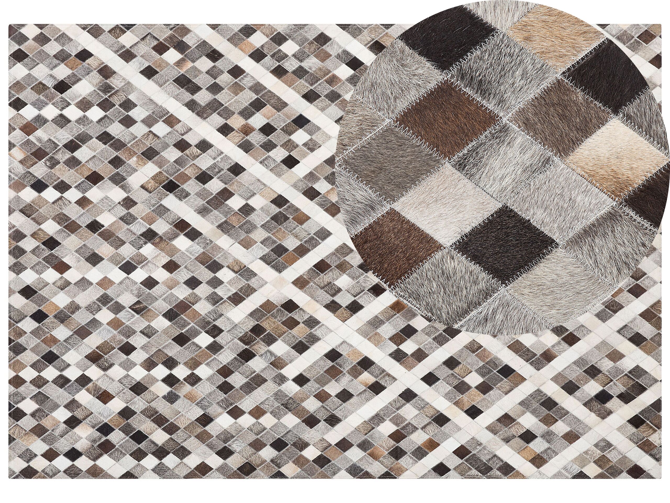 Cowhide Area Rug 160x230cm Grey and Brown - Gemini Interiors