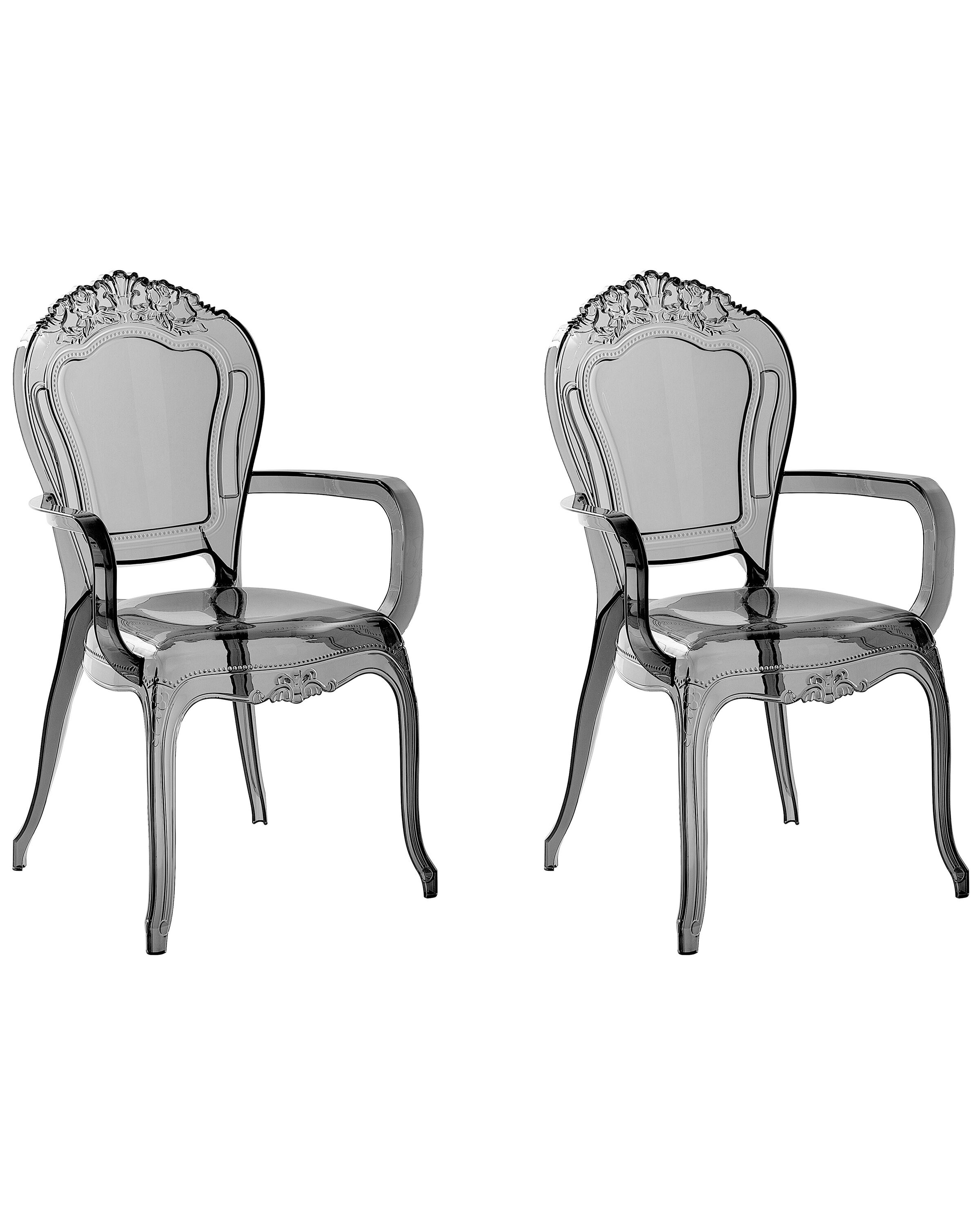 Set of 2 Accent Chairs Acrylic Transparent Black VERMONT II - Gemini Interiors