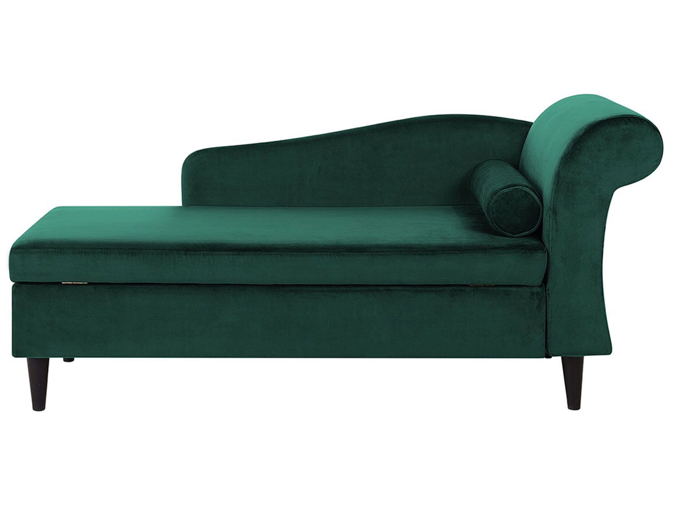 Right Hand Velvet Chaise Lounge Emerald Green LUIRO - Gemini Interiors