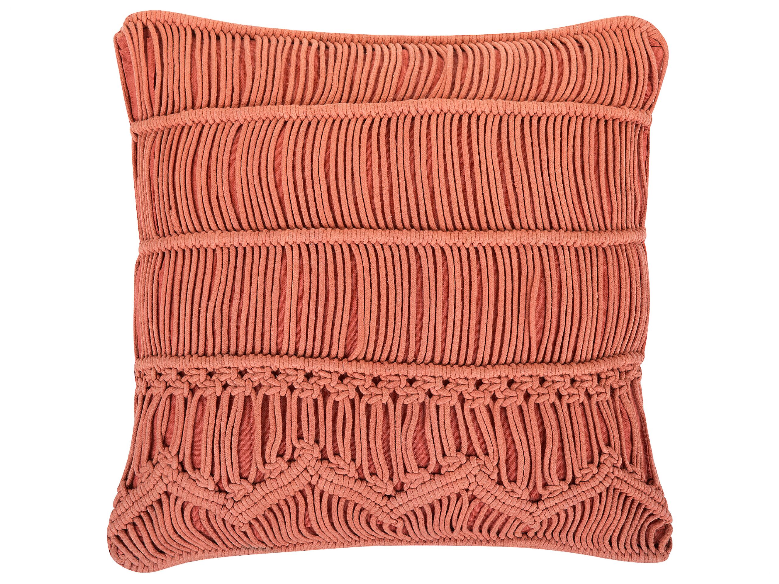 Cotton Macrame Cushion 45x45cm Orange - Gemini Interiors