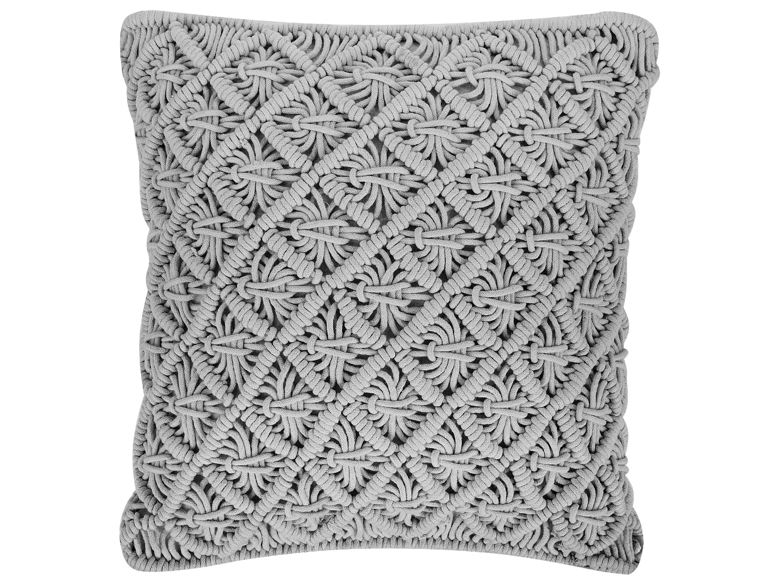 Cotton Macramé Cushion 45x40cm Grey - Gemini Interiors