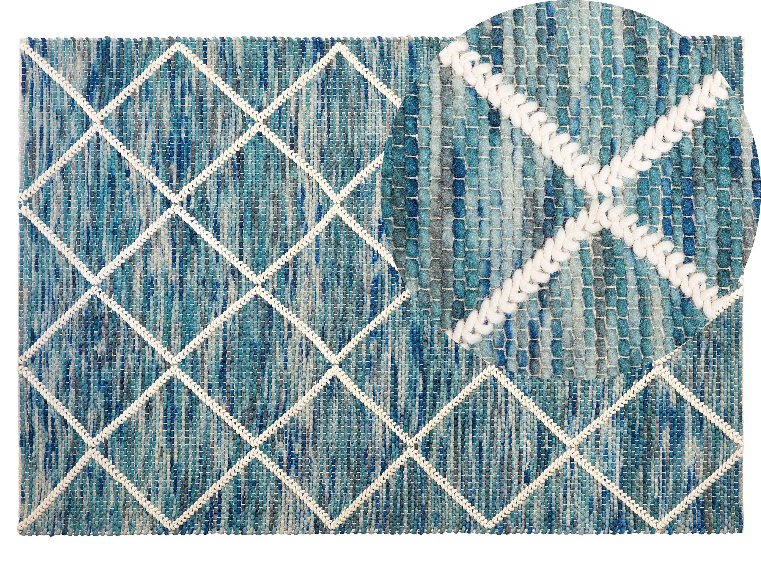Wool Rug 140x200cm Blue - Gemini Interiors