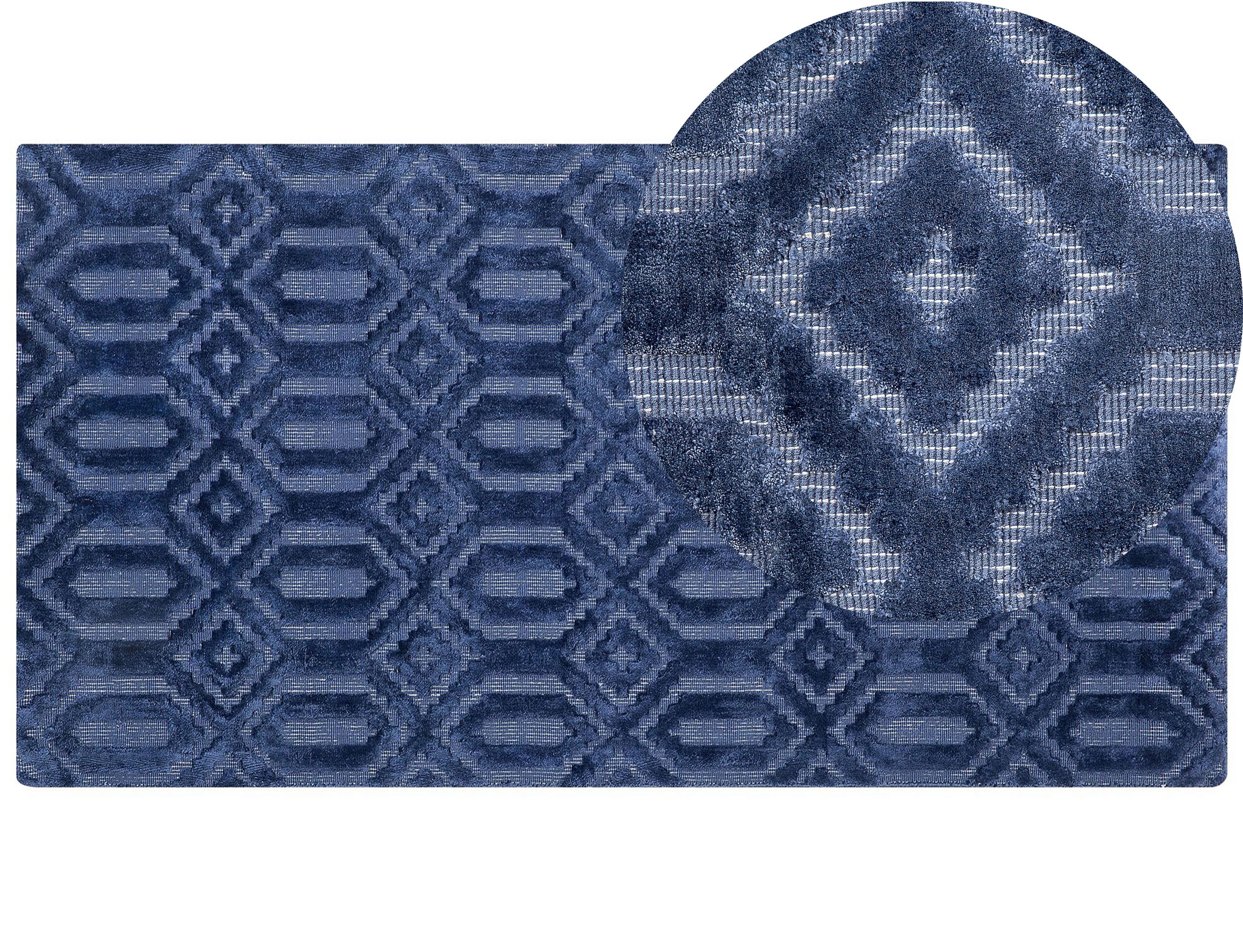 Viscose Rug 80x150cm Navy Blue - Gemini Interiors