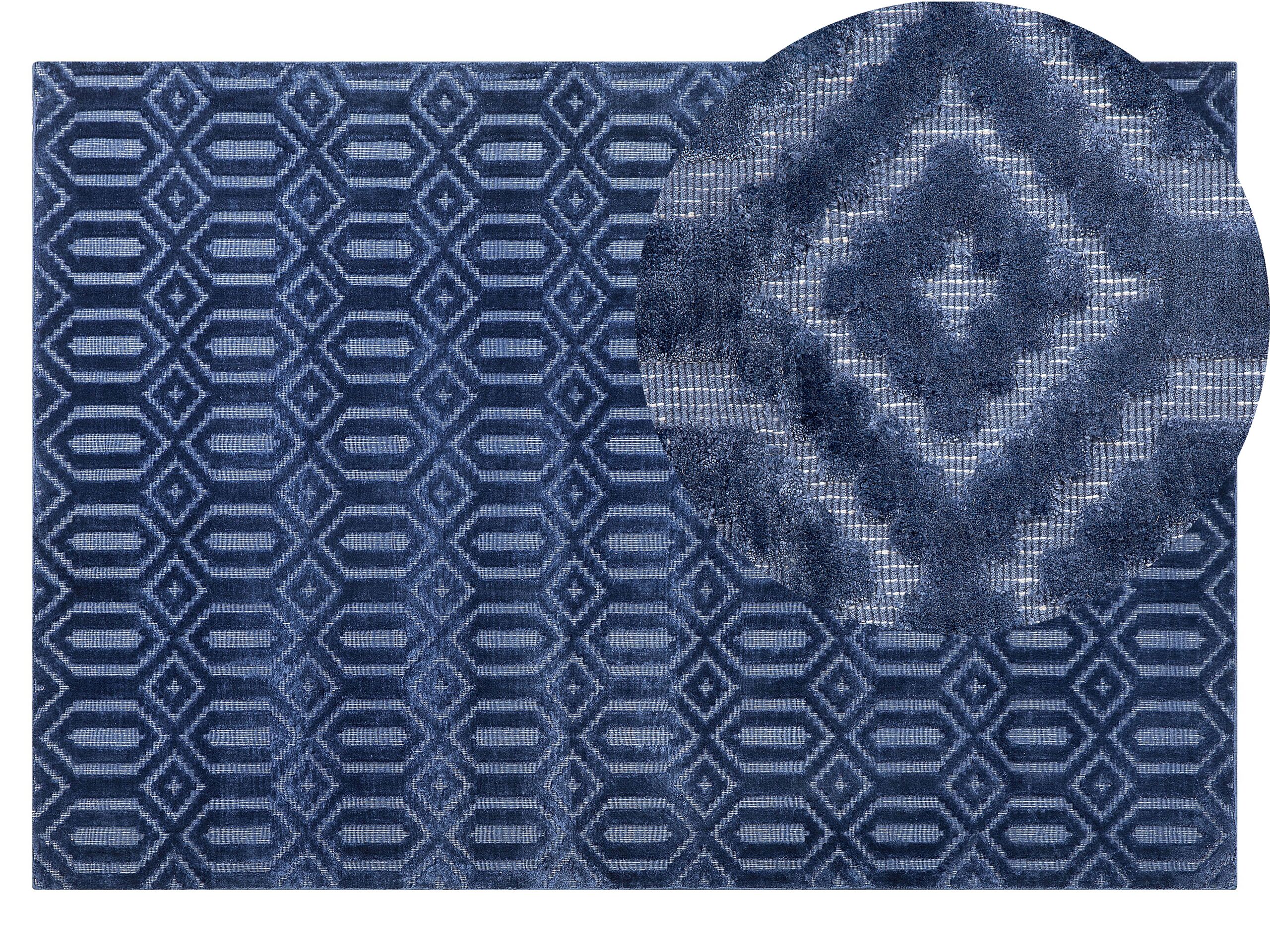 Viscose Rug 140x200cm Navy Blue - Gemini Interiors