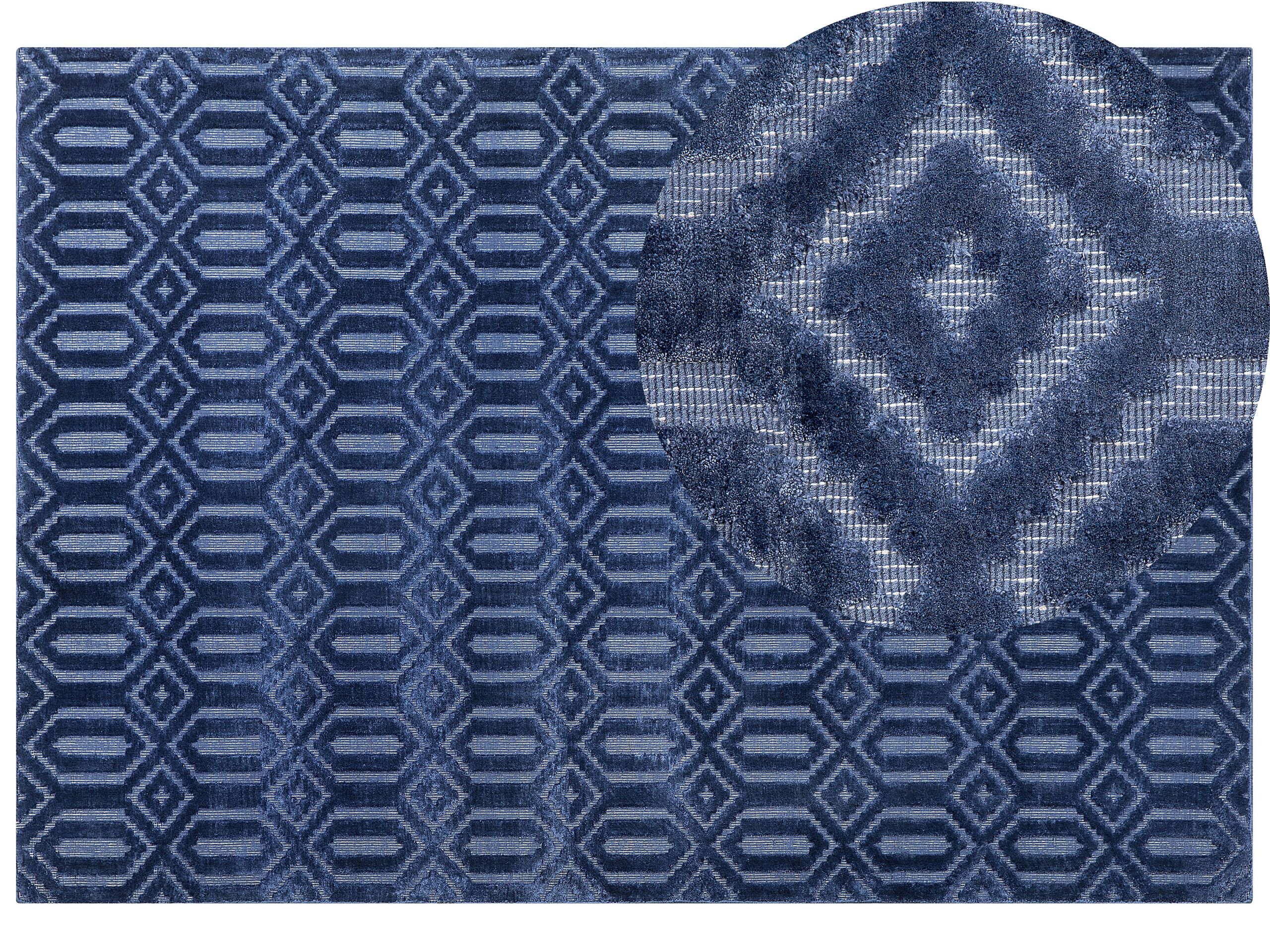 Viscose Rug 160x230cm Navy Blue - Gemini Interiors