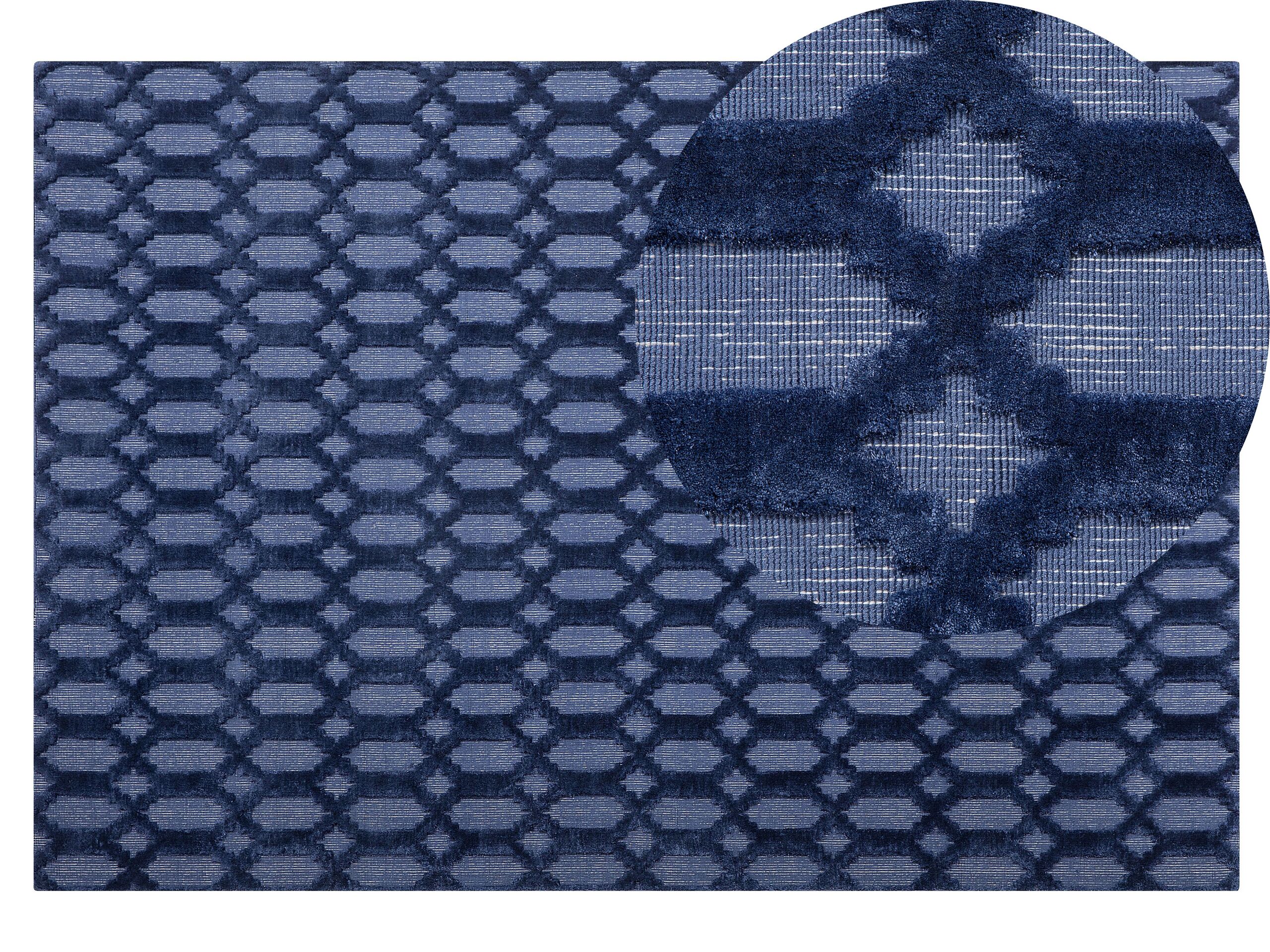 Viscose Rug 140x200cm Navy Blue - Gemini Interiors