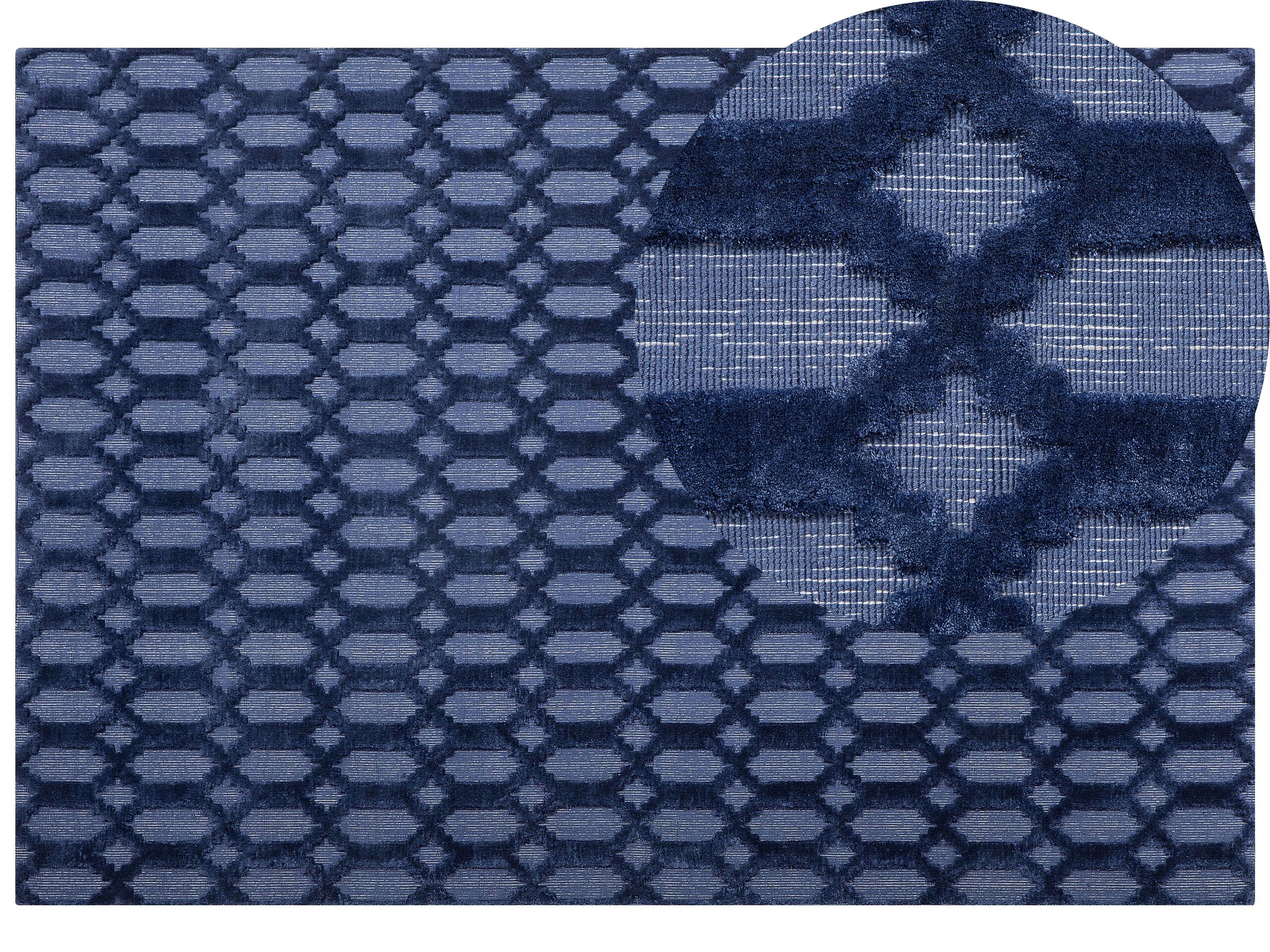 Viscose Rug 160x230cm Navy Blue - Gemini Interiors