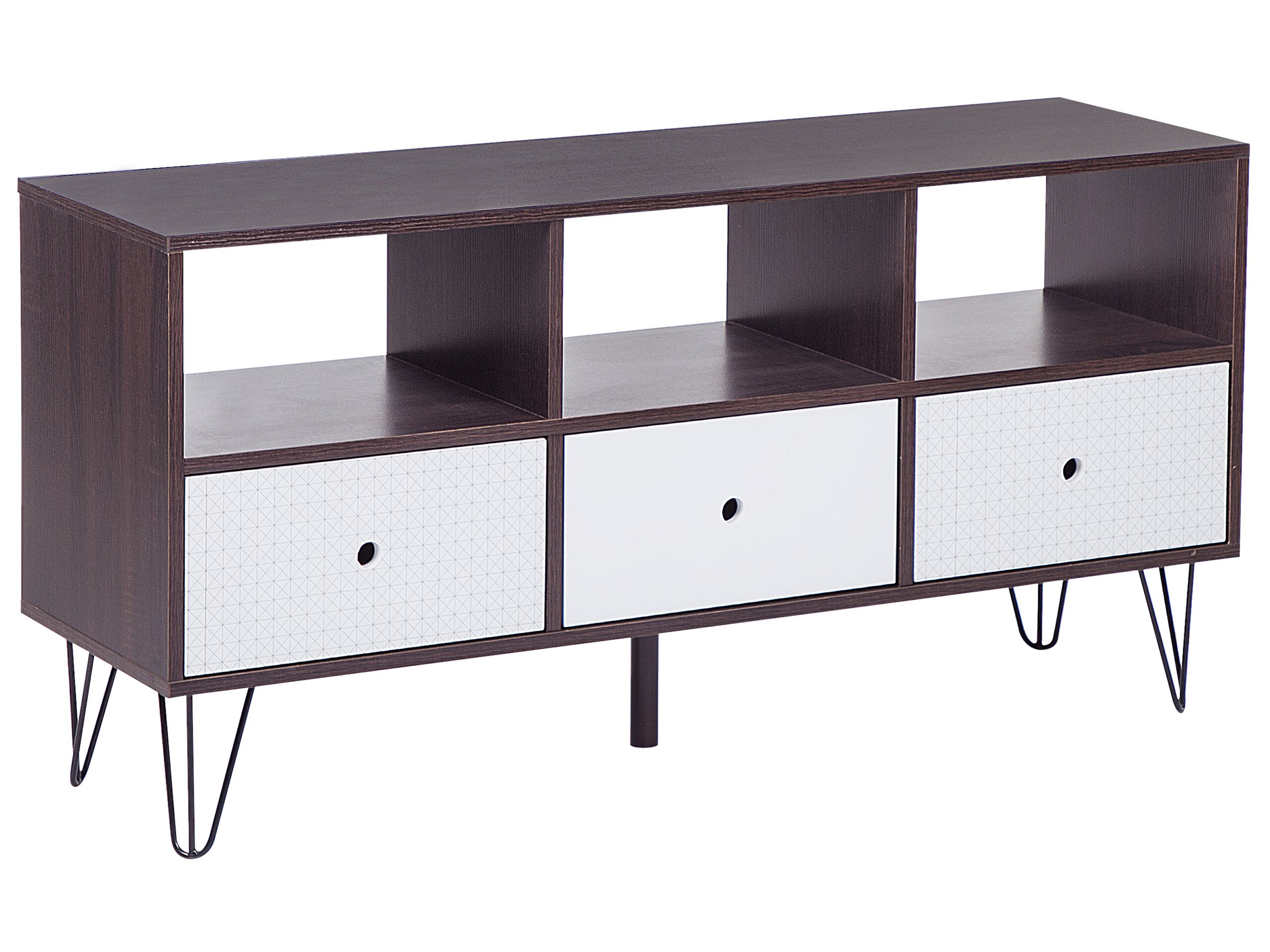 3-Drawer TV Stand Dark Wood and White FOSTON - Gemini Interiors