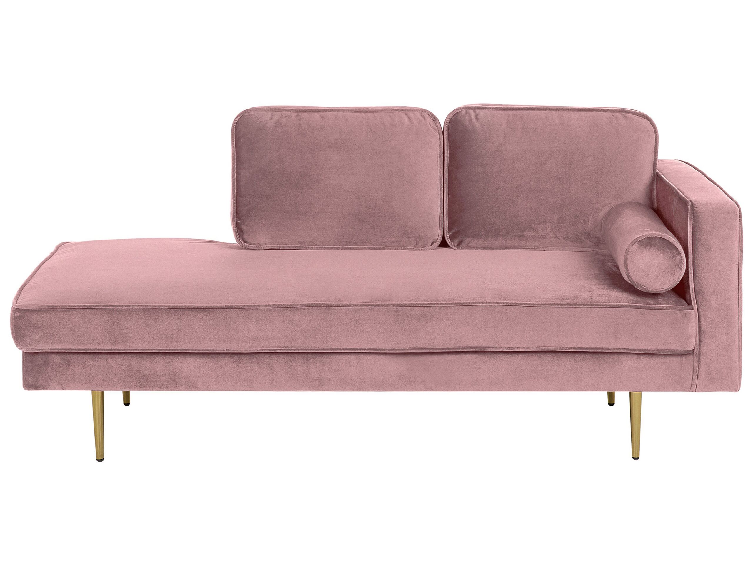 Right Hand Velvet Chaise Lounge Pink MIRAMAS - Gemini Interiors