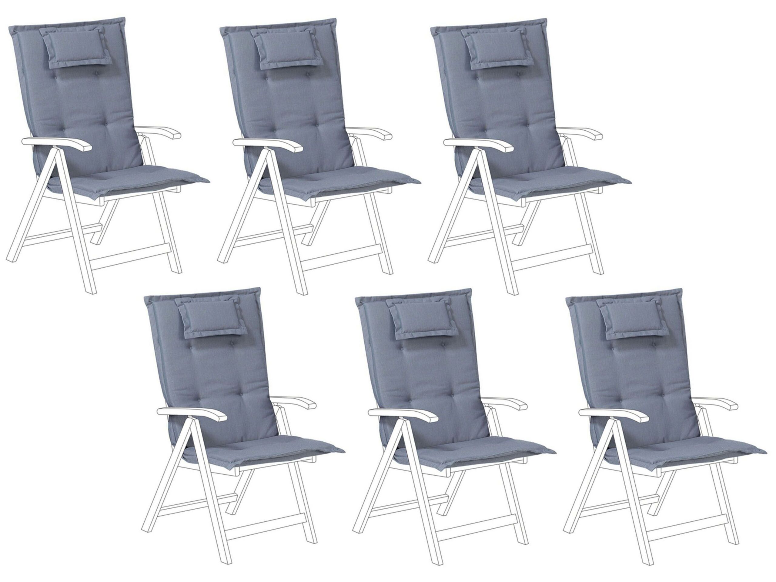 Set of 6 Outdoor Seat/Back Cushions Blue TOSCANA/JAVA - Gemini Interiors