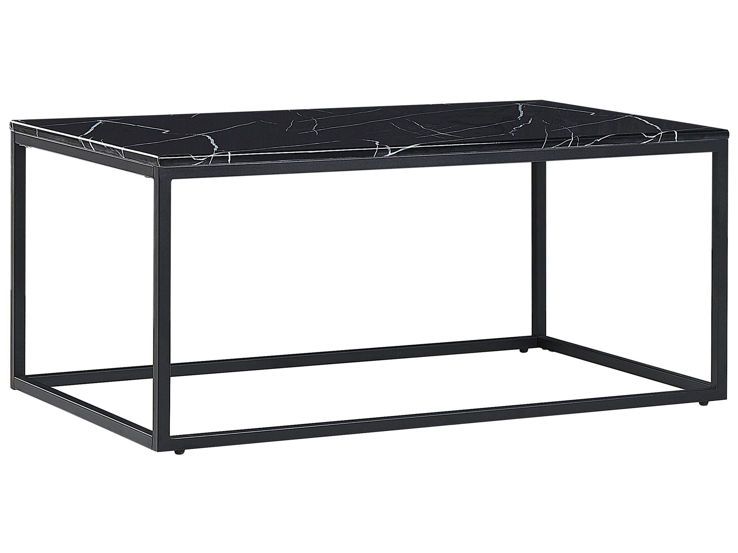 Marble Effect Coffee Table Black DELANO - Gemini Interiors