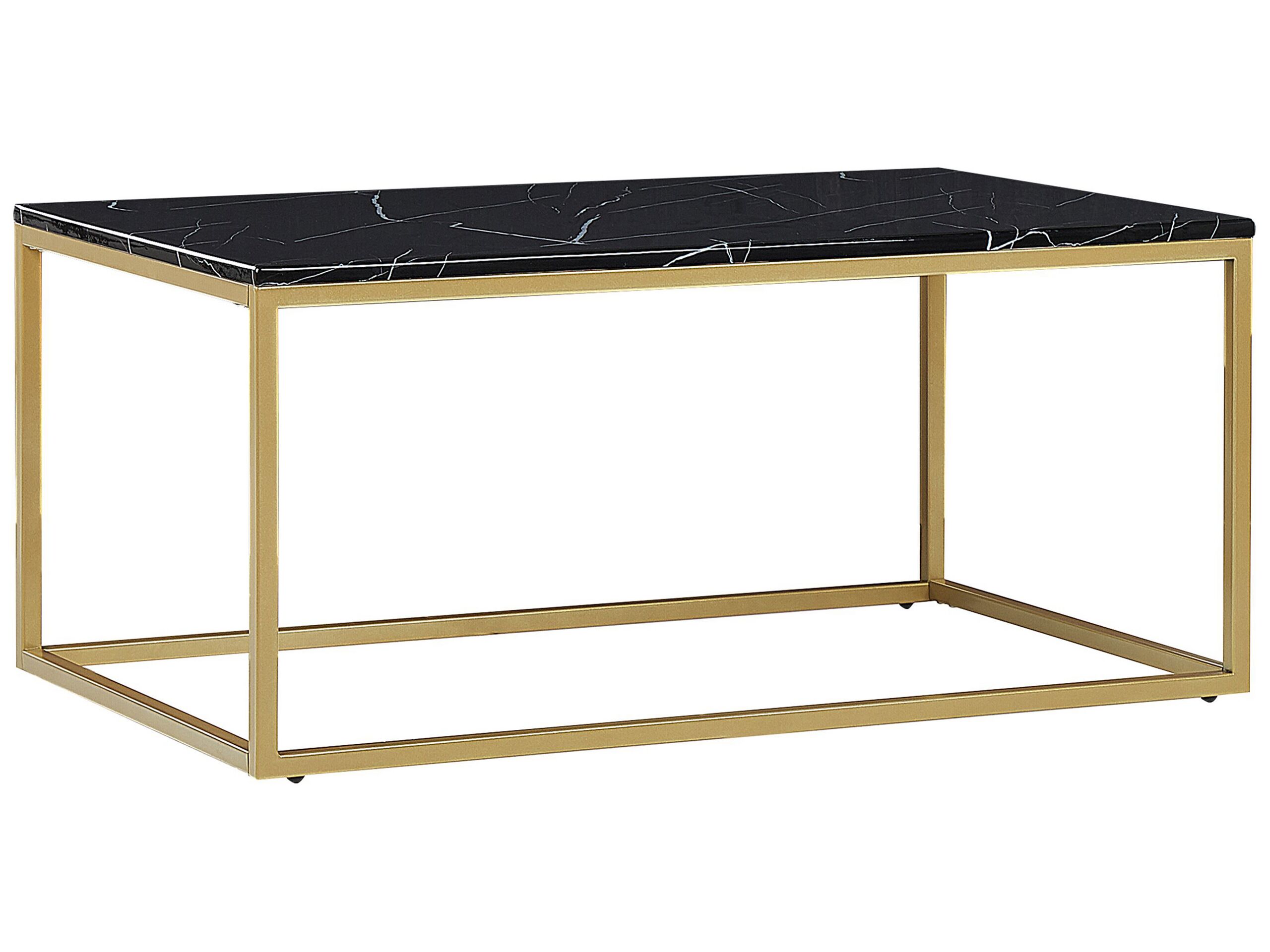 Marble Effect Coffee Table Black with Gold DELANO - Gemini Interiors