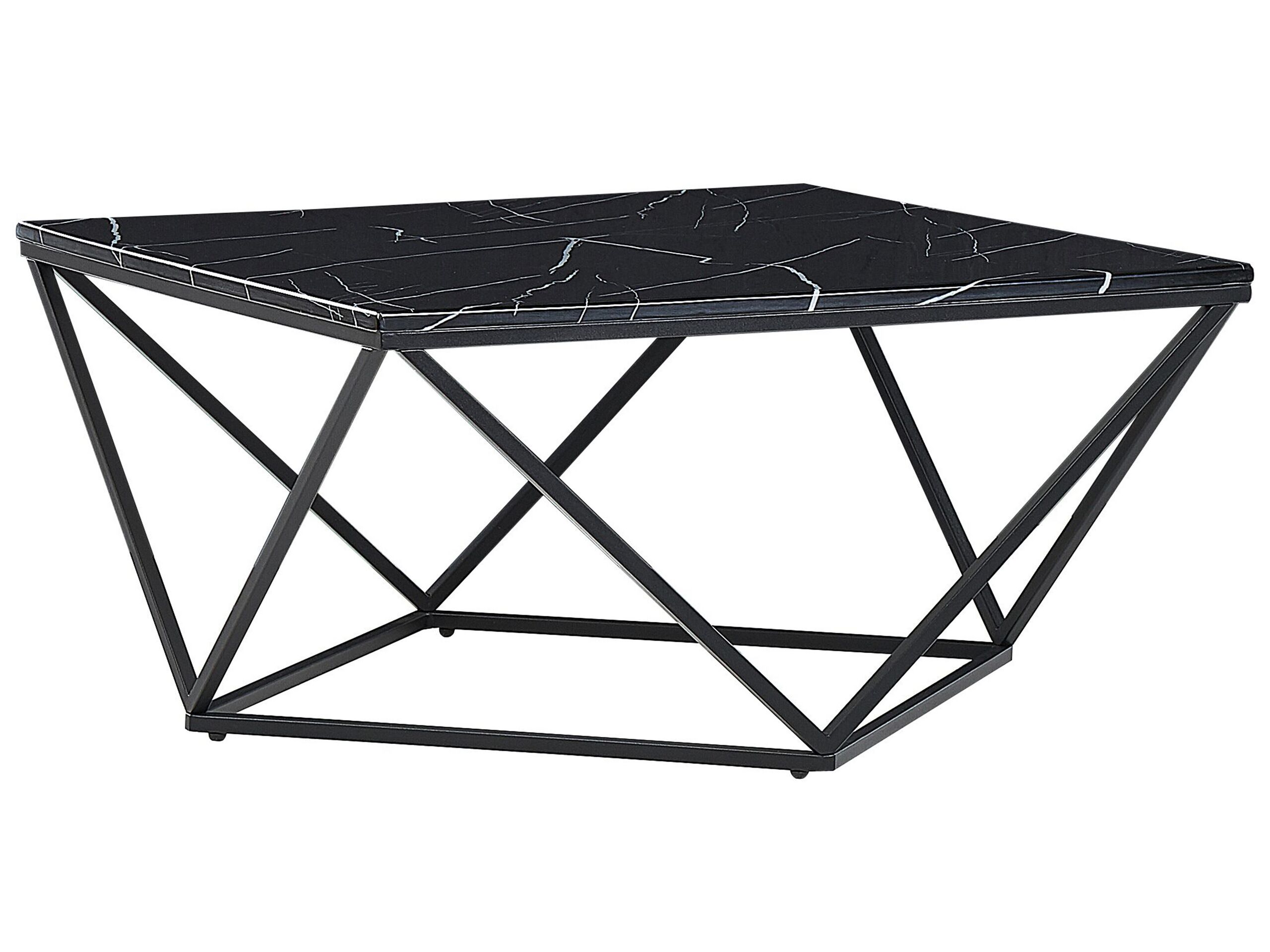 Marble Effect Coffee Table Black MALIBU - Gemini Interiors