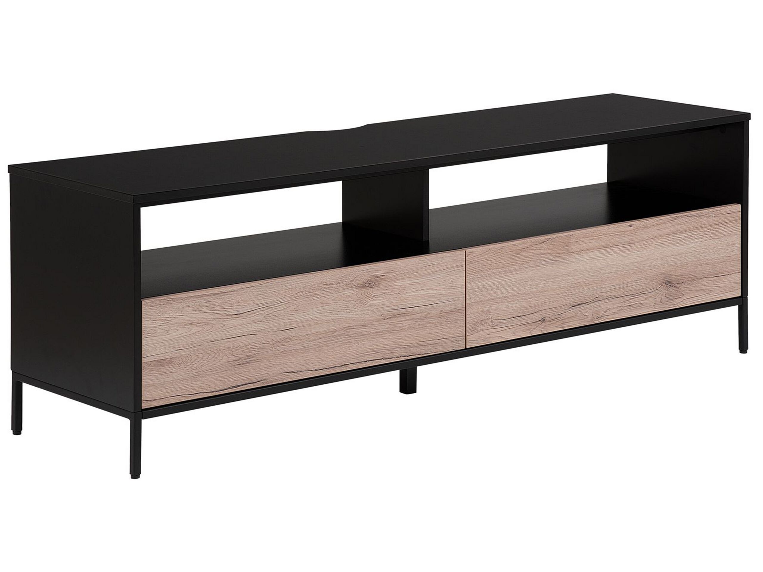 TV Stand Light Wood with Black SYDNEY - Gemini Interiors