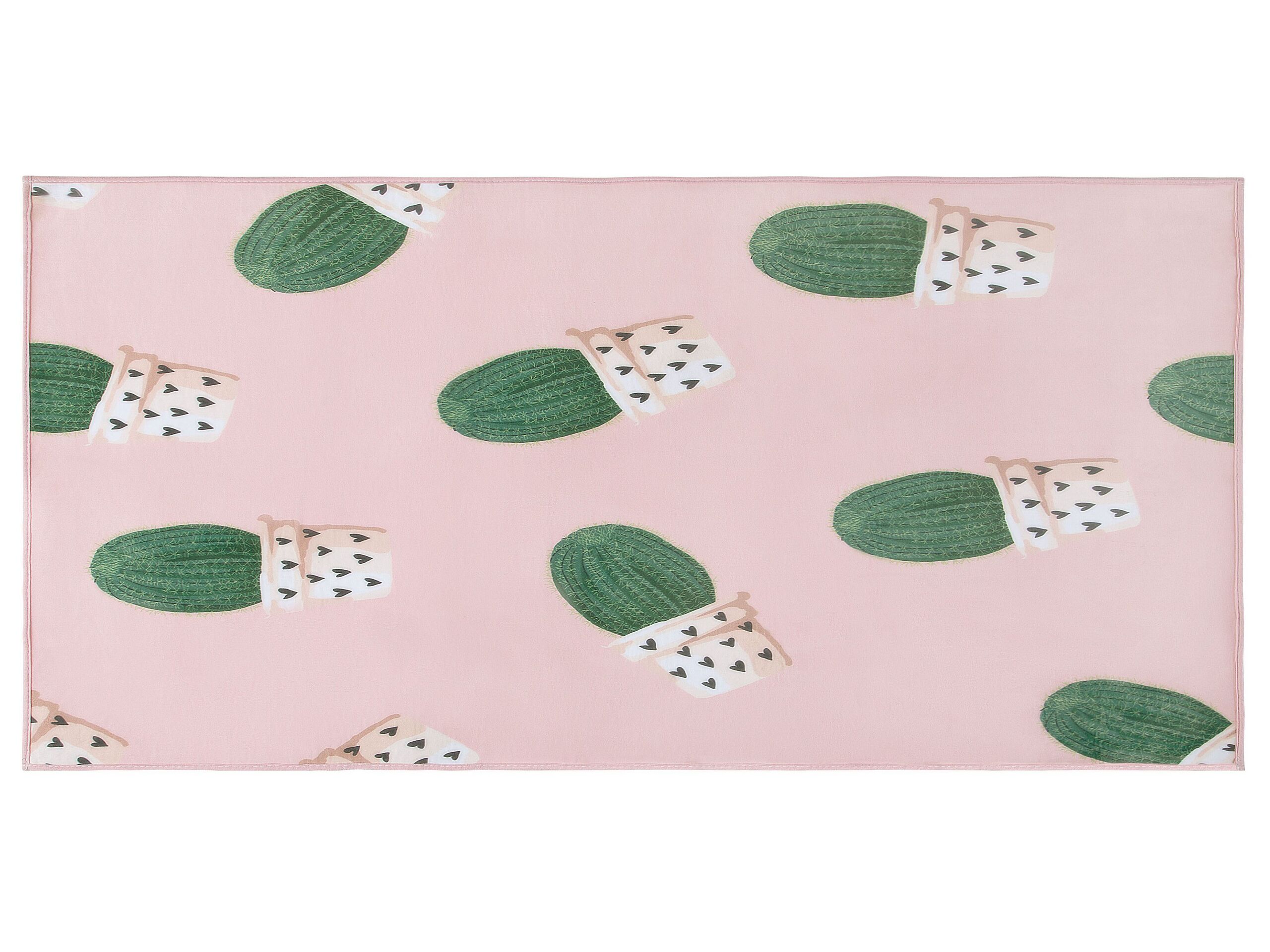 Area Rug Cactus Print 80x150cm Pink - Gemini Interiors