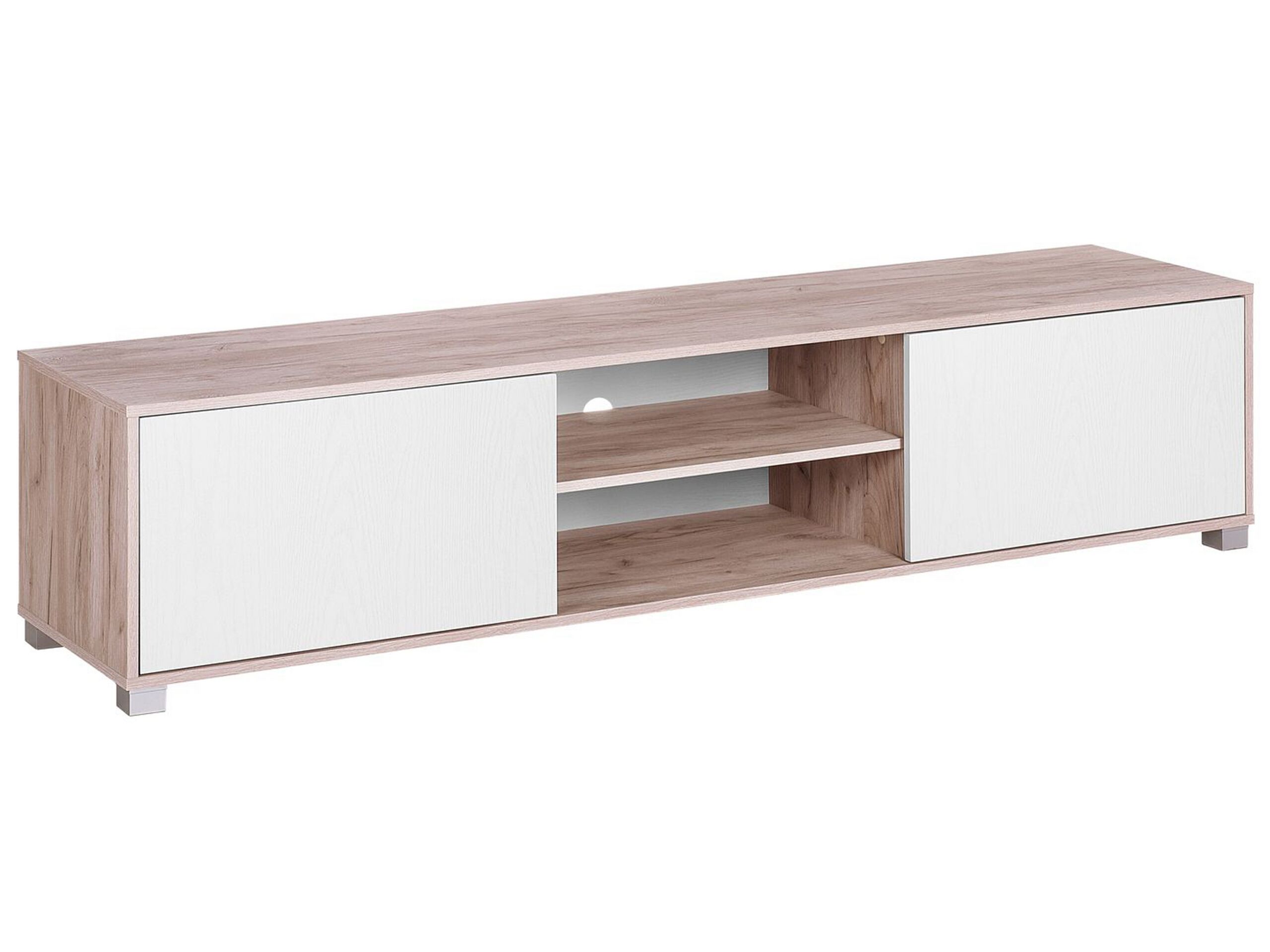TV Stand Light Wood with White LINCOLN - Gemini Interiors