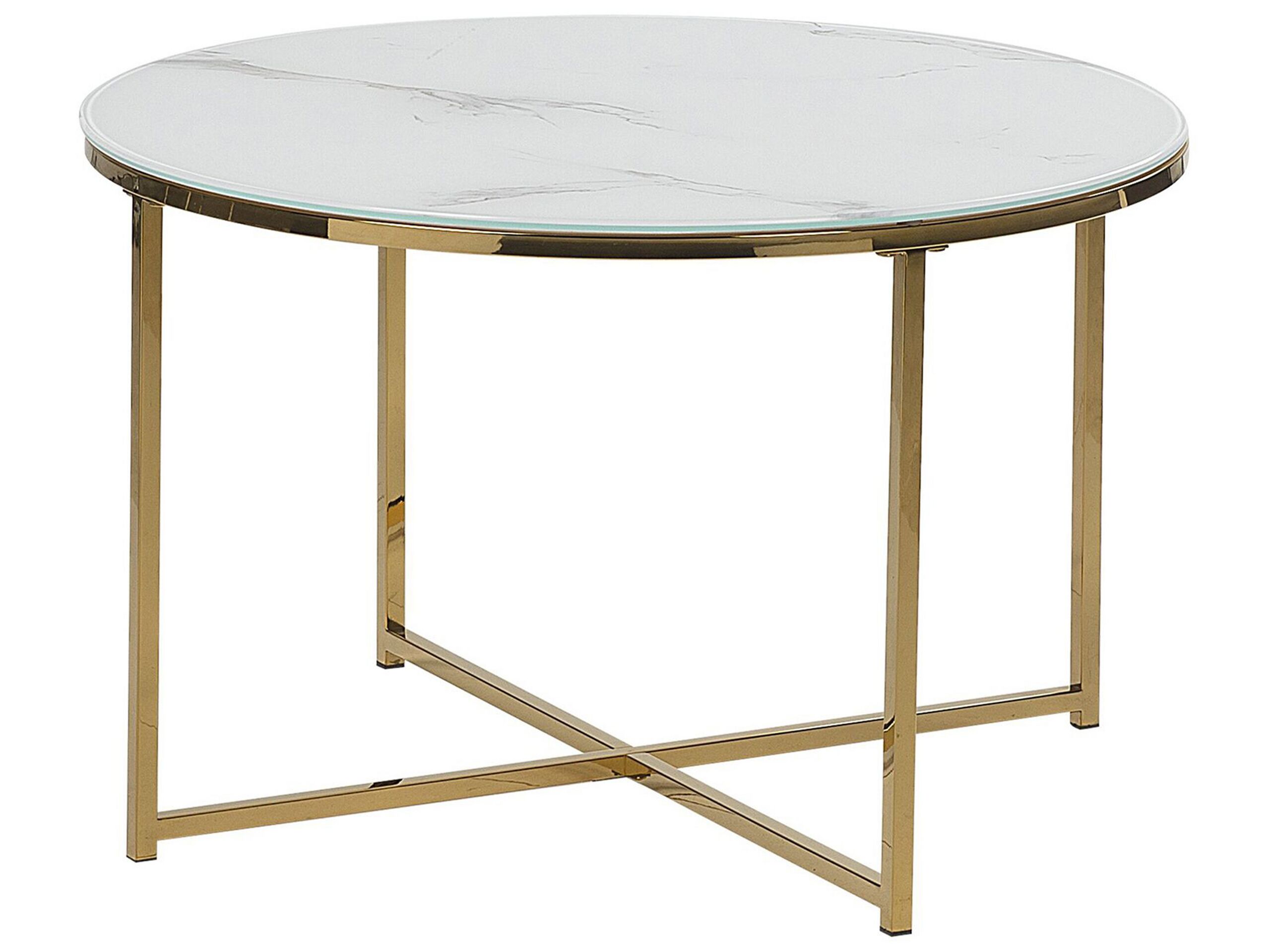 Marble Effect Coffee Table White with Gold QUINCY - Gemini Interiors