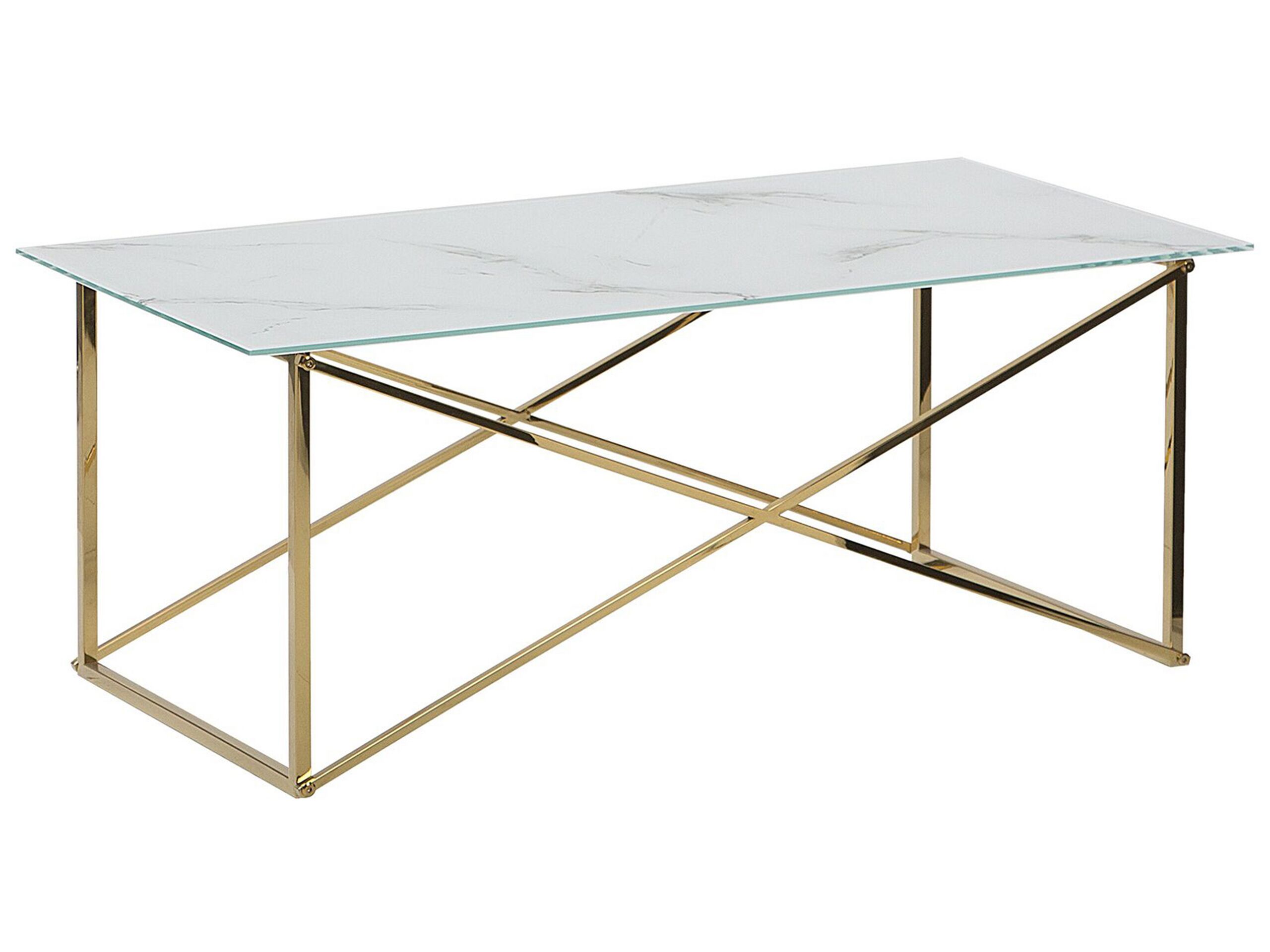Marble Effect Coffee Table White with Gold EMPORIA - Gemini Interiors