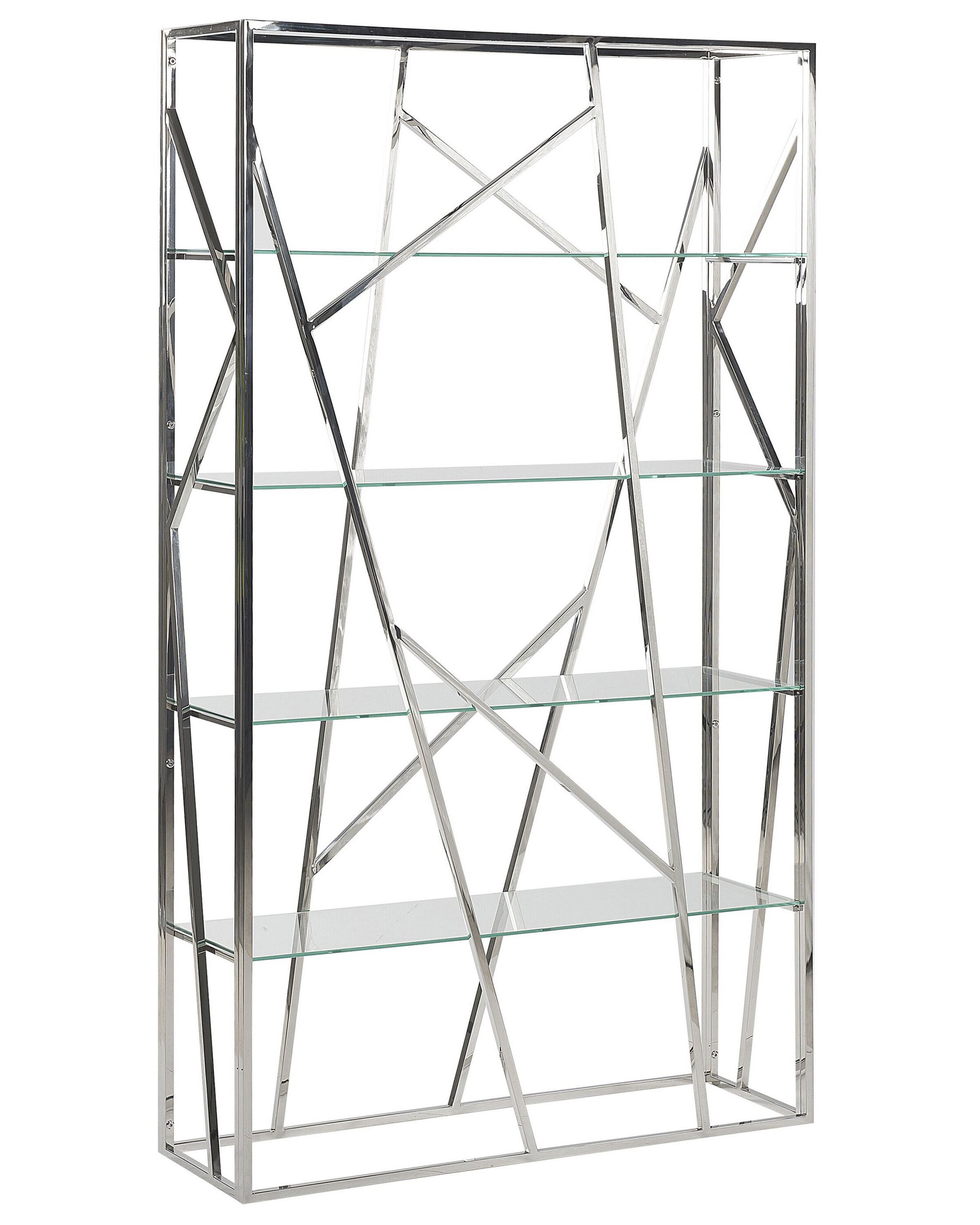 4 Tier Bookcase Metal Silver HOXIE - Gemini Interiors