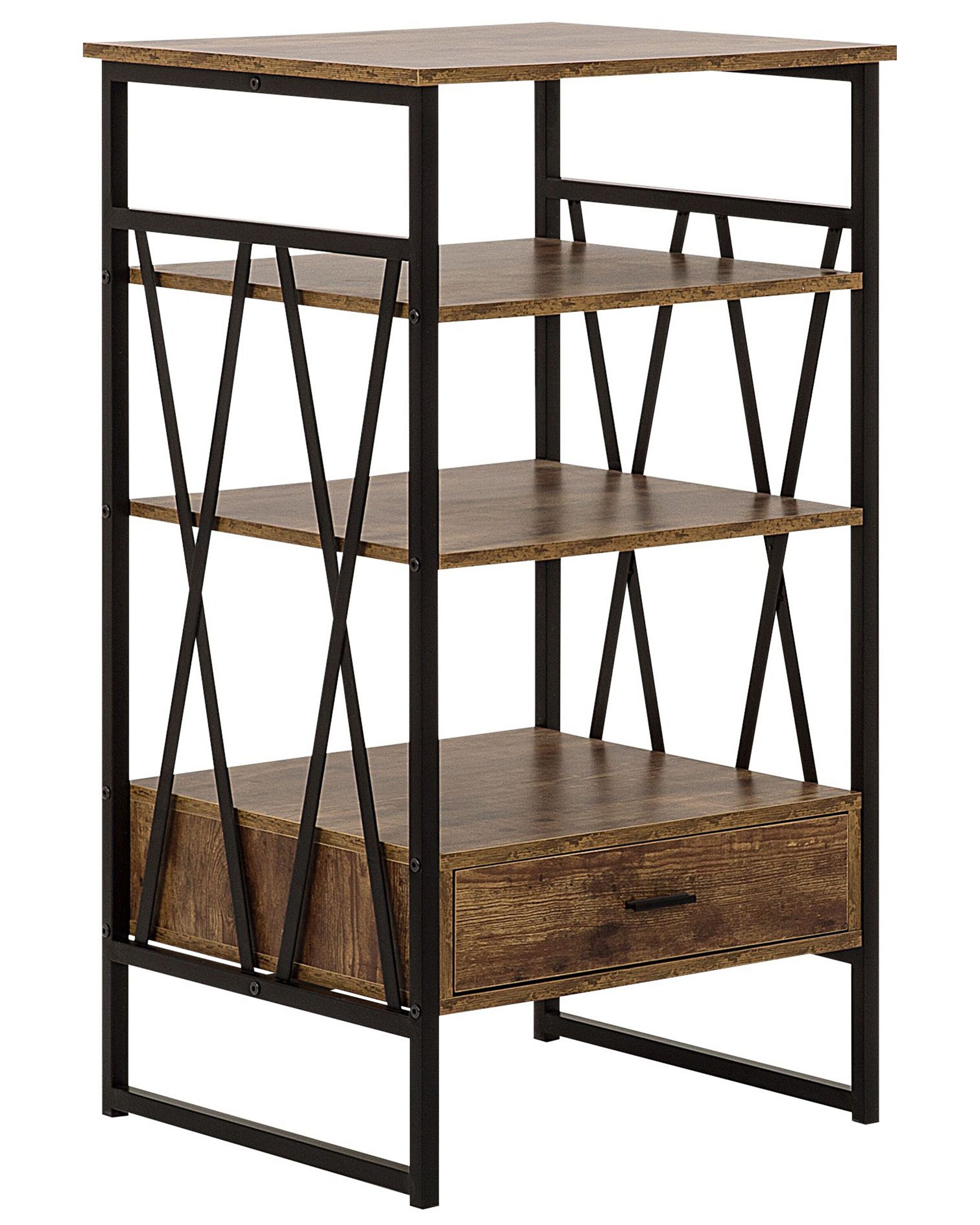 3 Tier Bookshelf Dark Wood KEENE - Gemini Interiors
