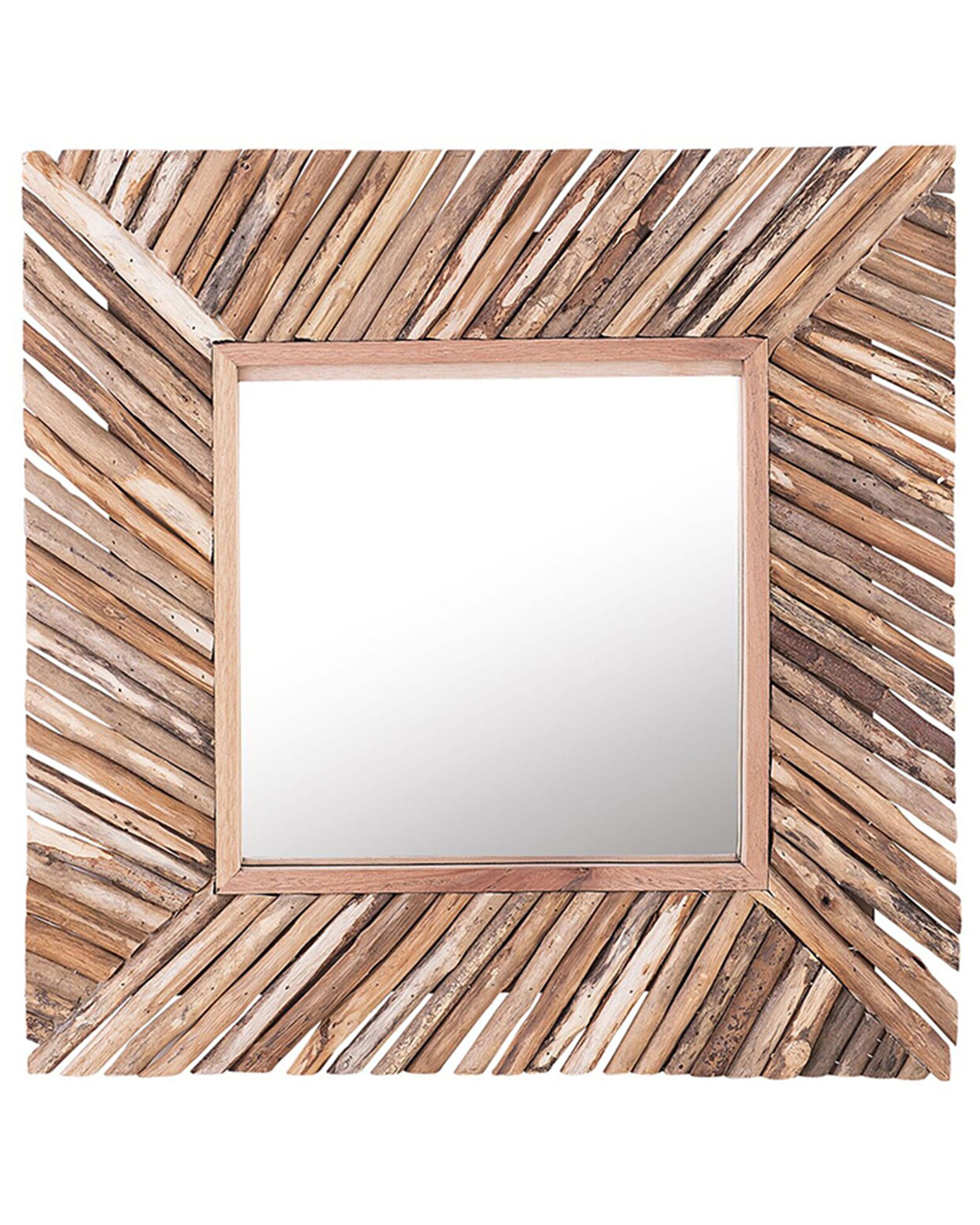 Wooden Wall Mirror 60x60cm Light - Gemini Interiors