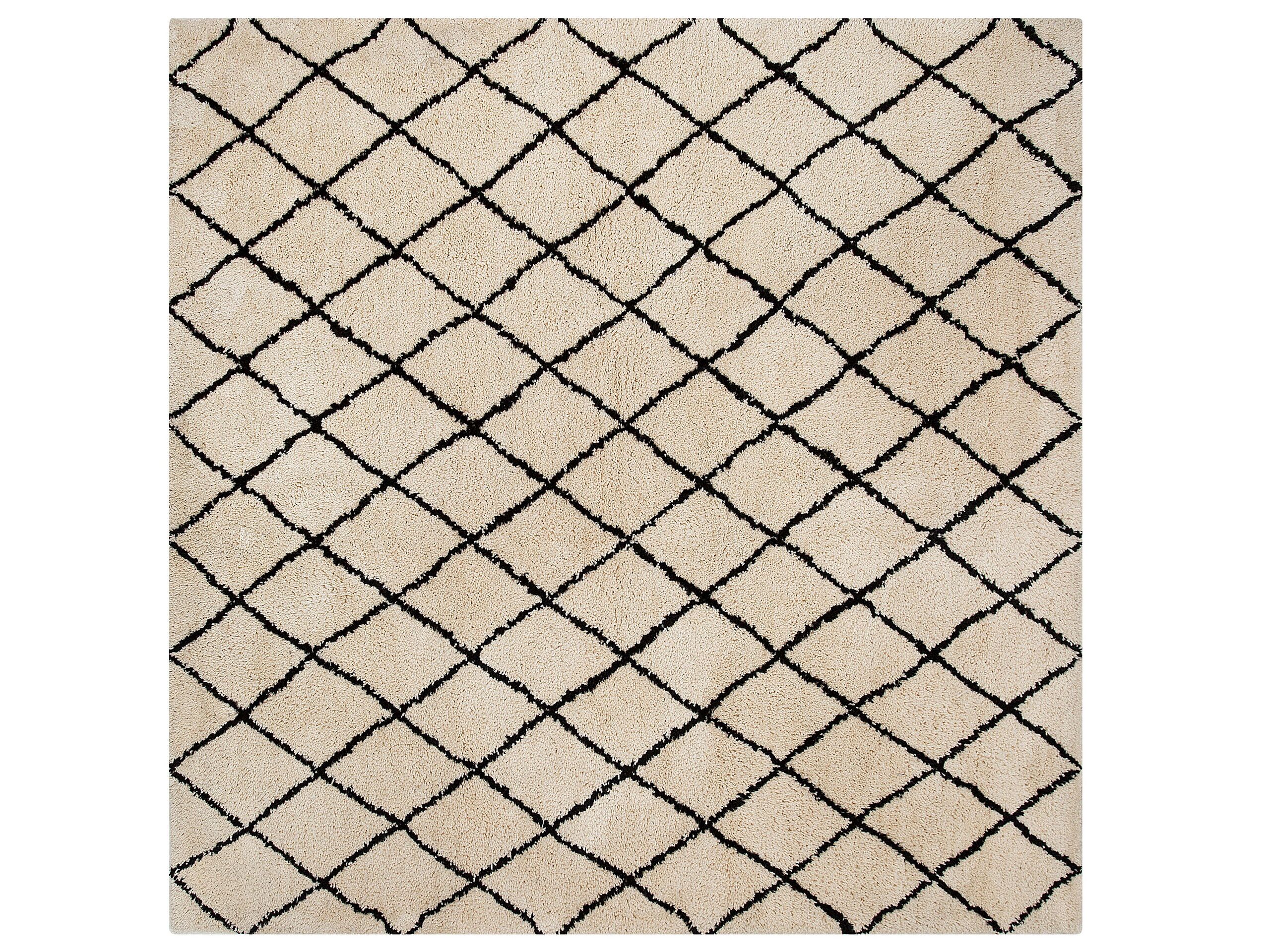Shaggy Area Rug 200x200cm Beige and Black - Gemini Interiors