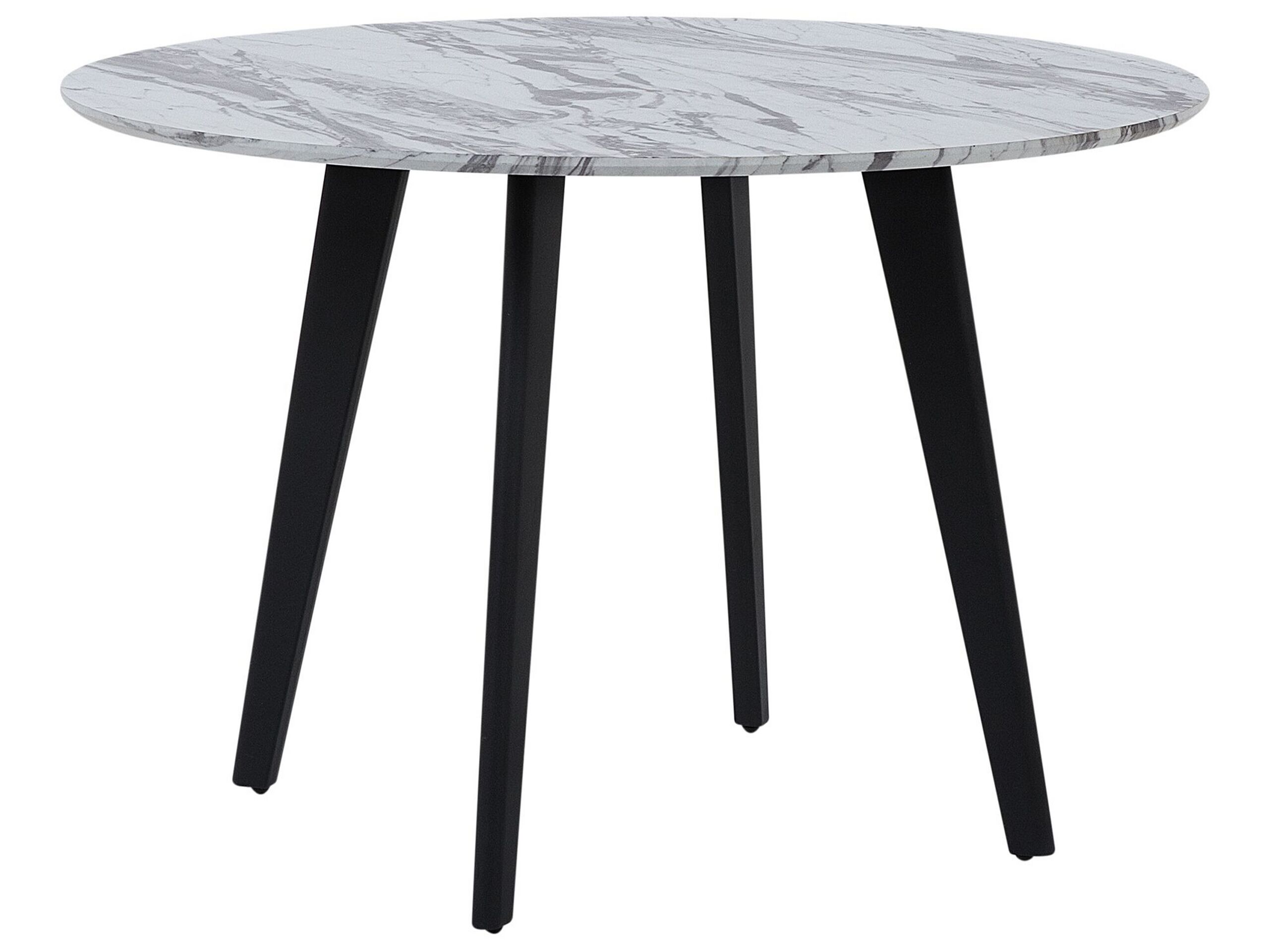 Round Dining Table âŒ€ 110 cm Marble Effect with Black MOSBY - Gemini Interiors