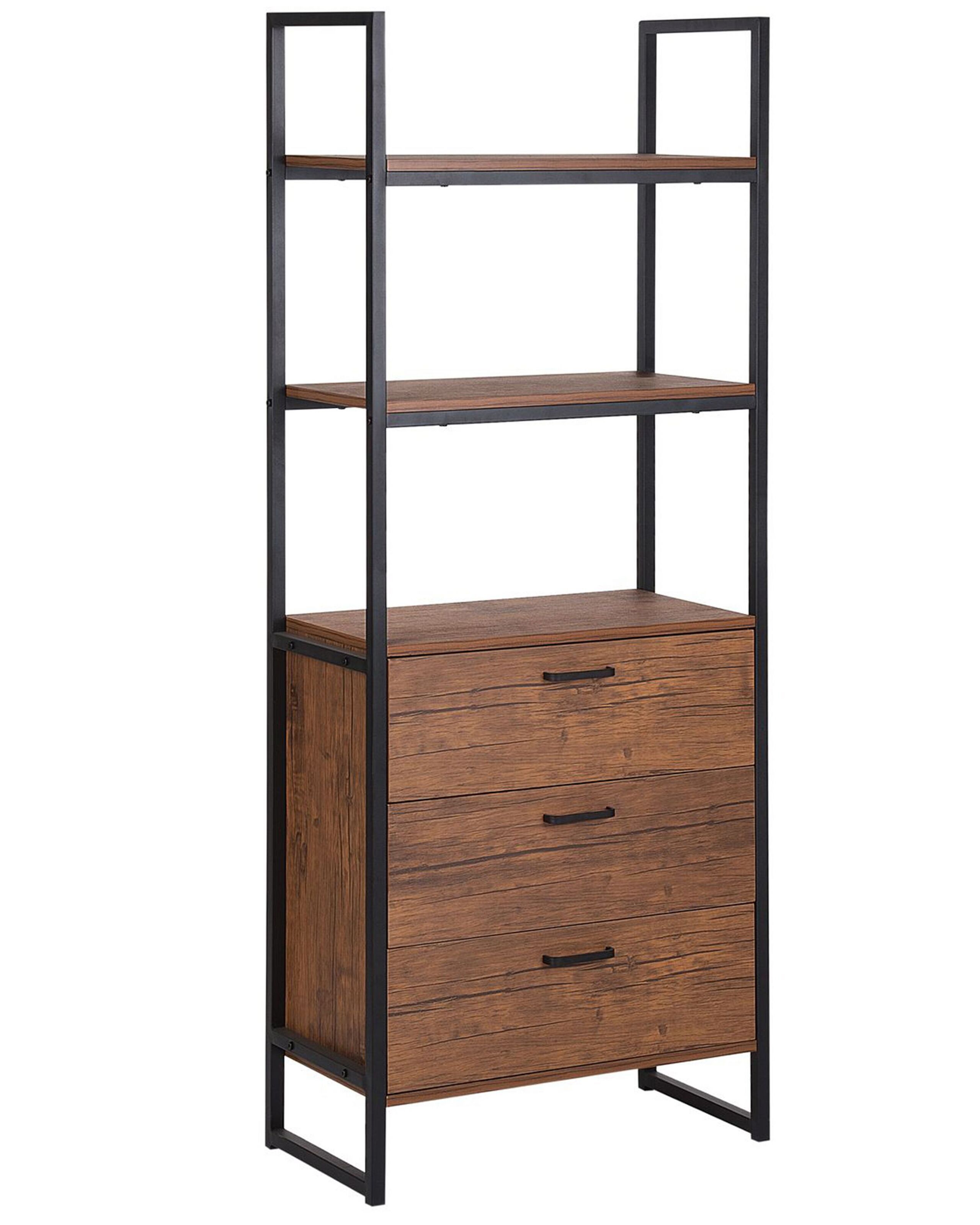 Bookcase Dark Wood and Black TIFTON - Gemini Interiors