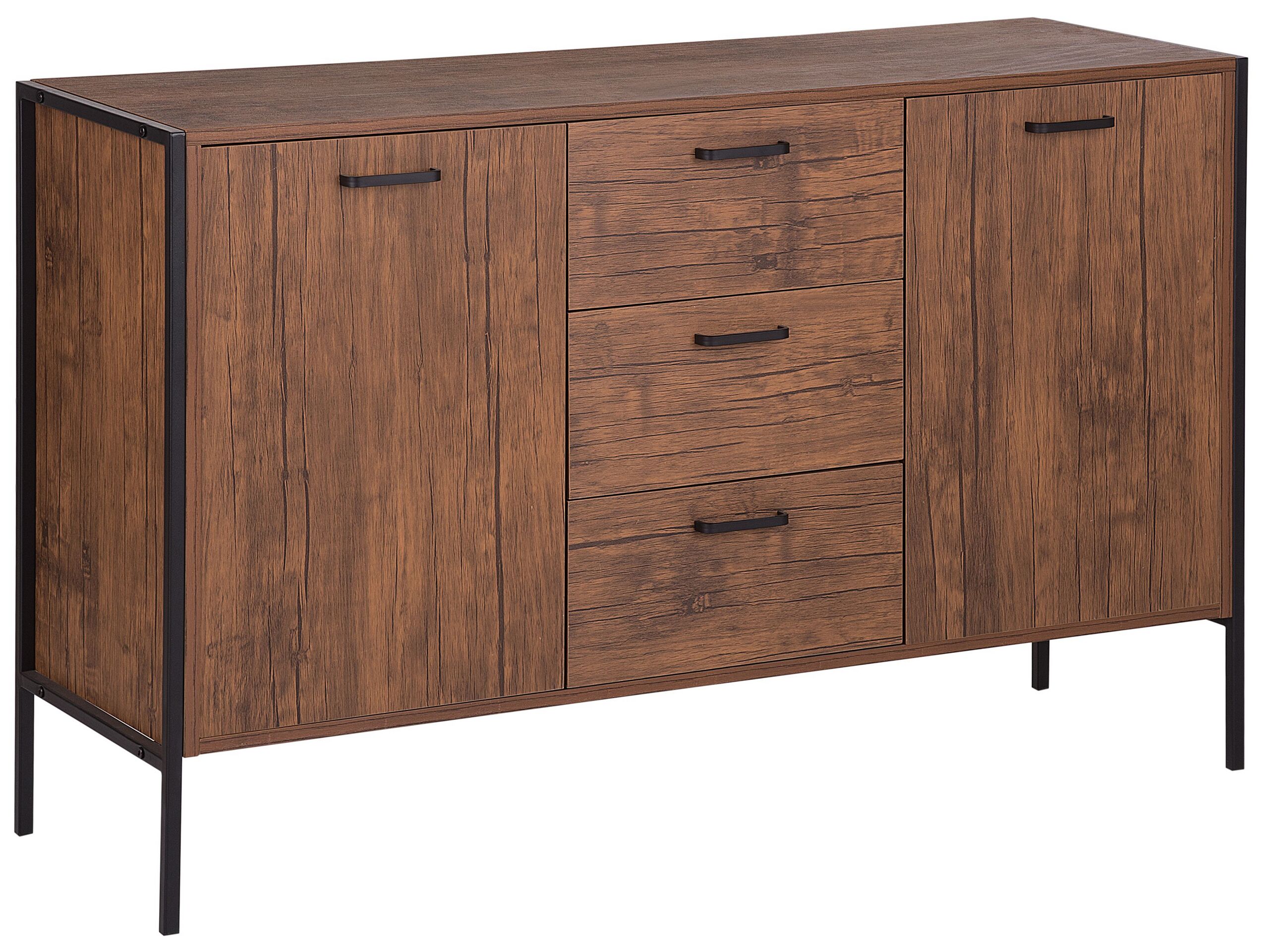3 Drawer Sideboard Dark Brown and Black TIFTON - Gemini Interiors
