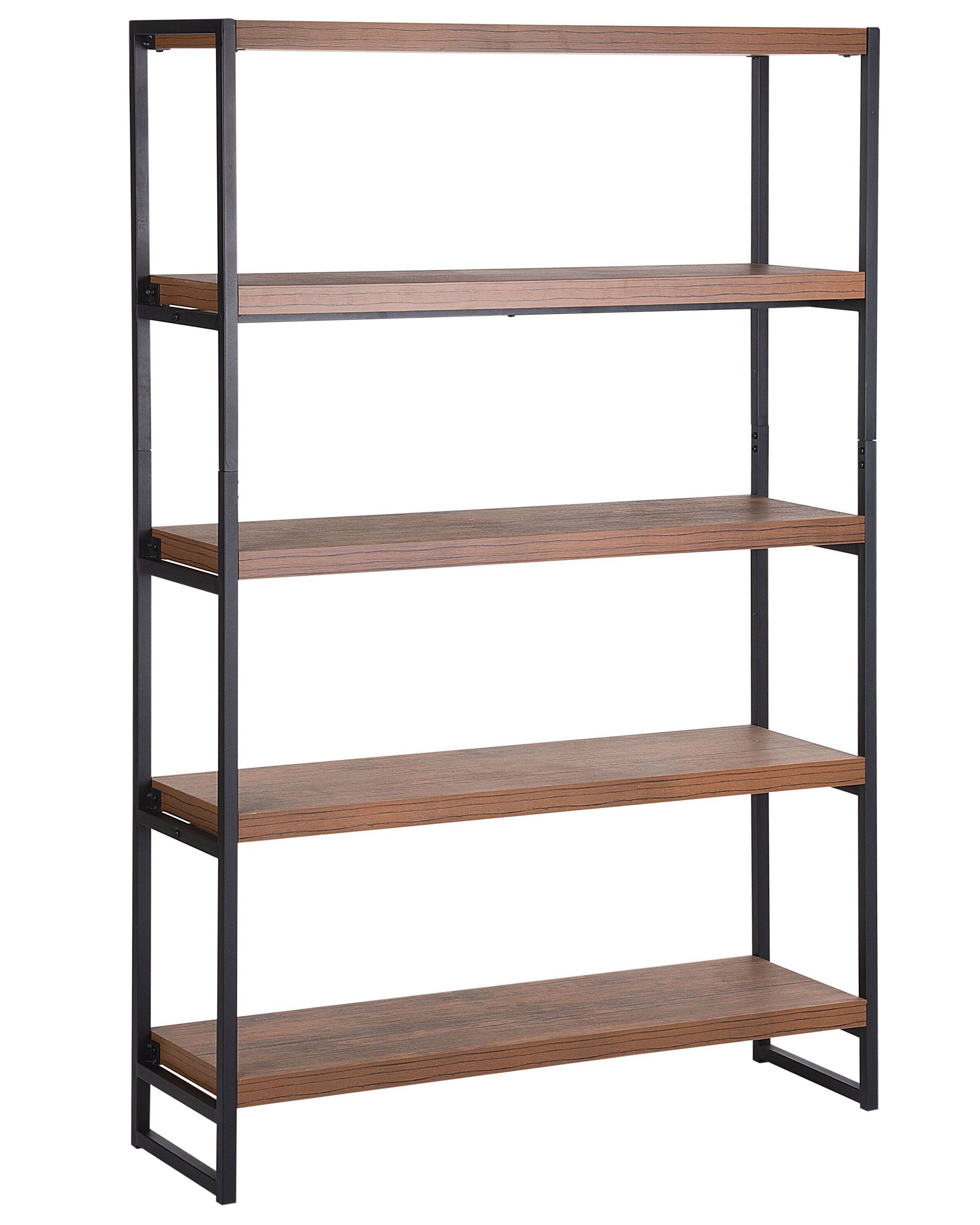 4 Tier Bookcase Dark Wood and Black TIFTON - Gemini Interiors