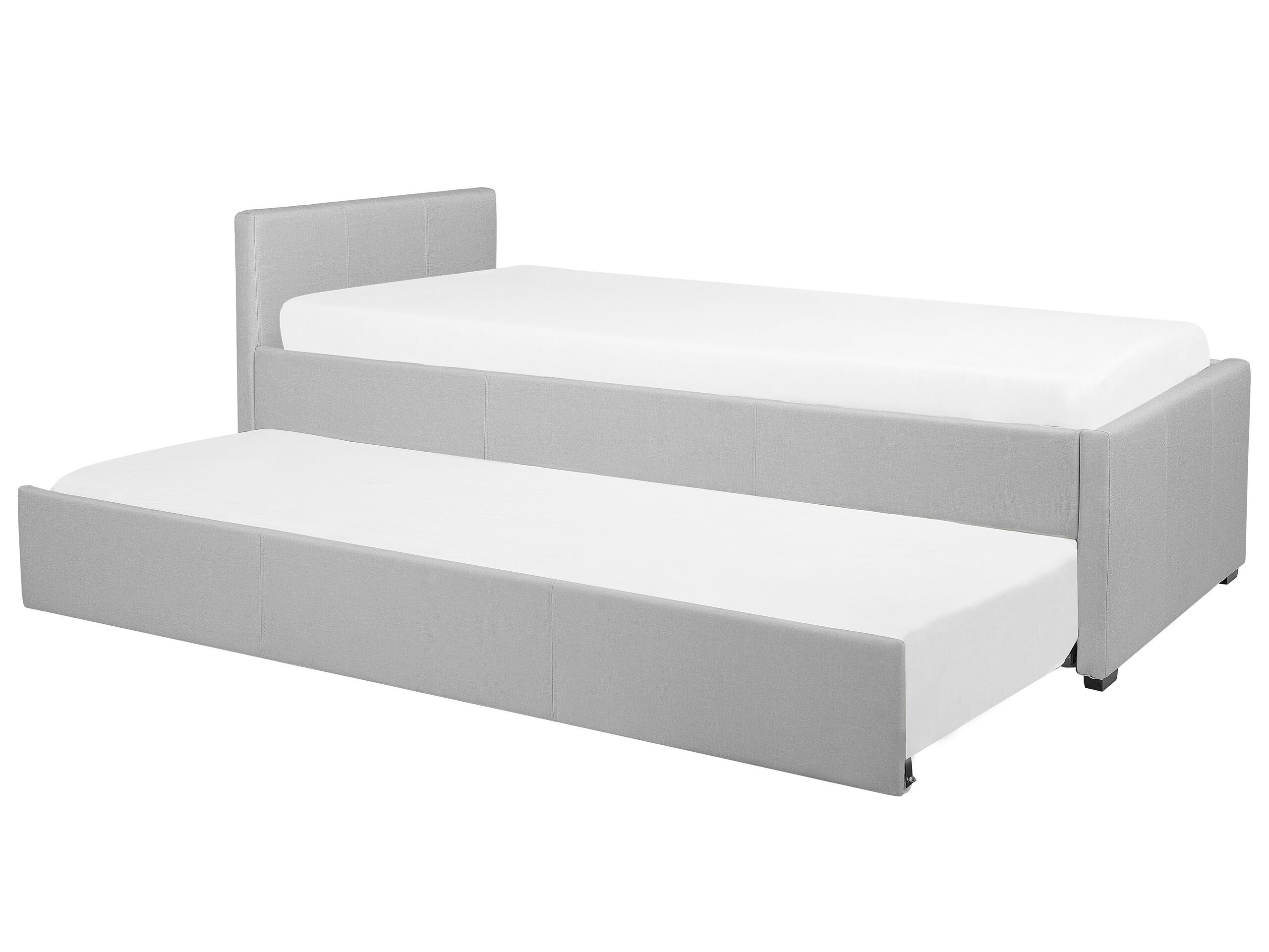 Fabric EU Single Trundle Bed Light Grey MARMANDE - Gemini Interiors
