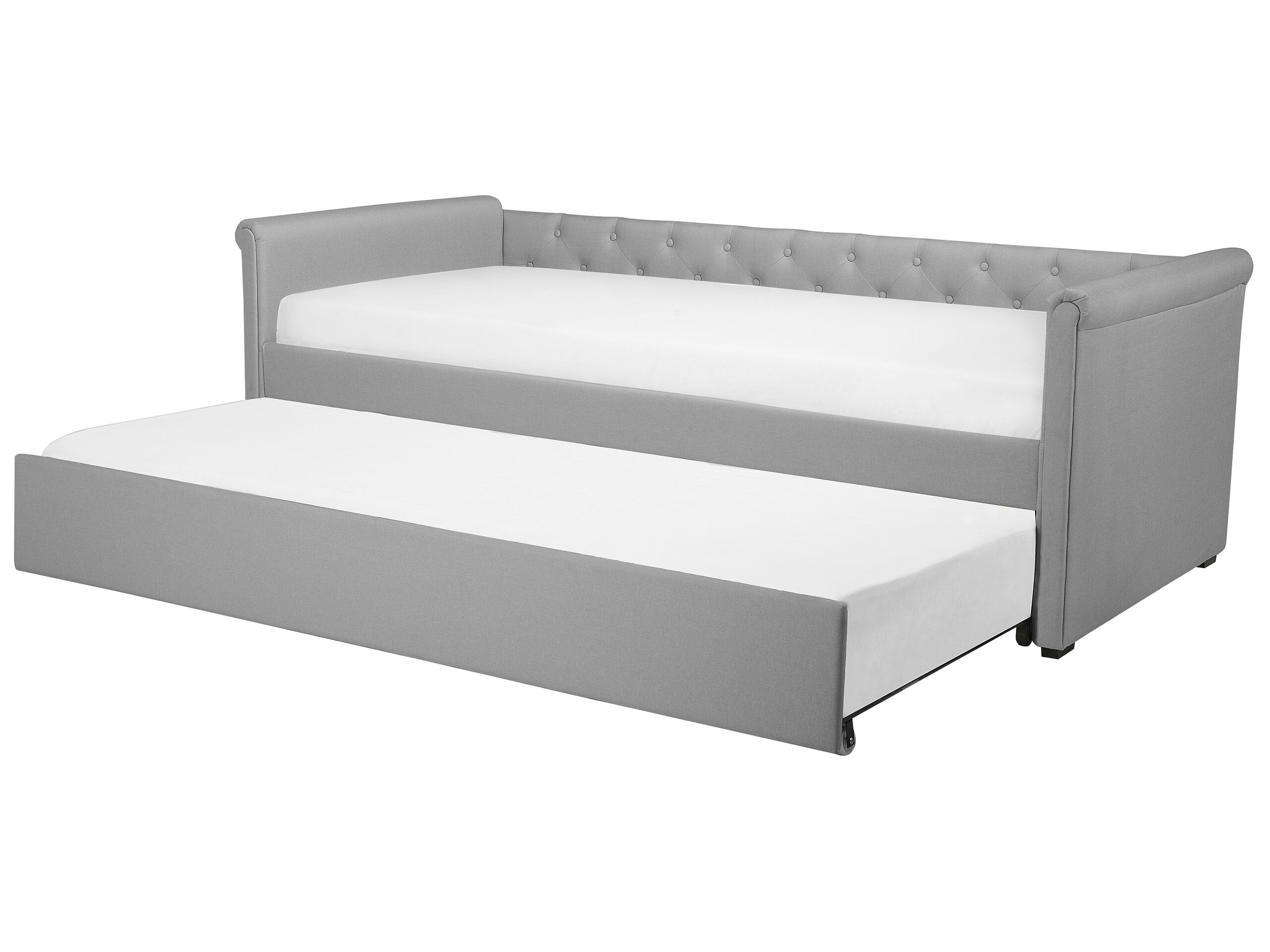 Fabric EU Single Trundle Bed Light Grey LIBOURNE - Gemini Interiors