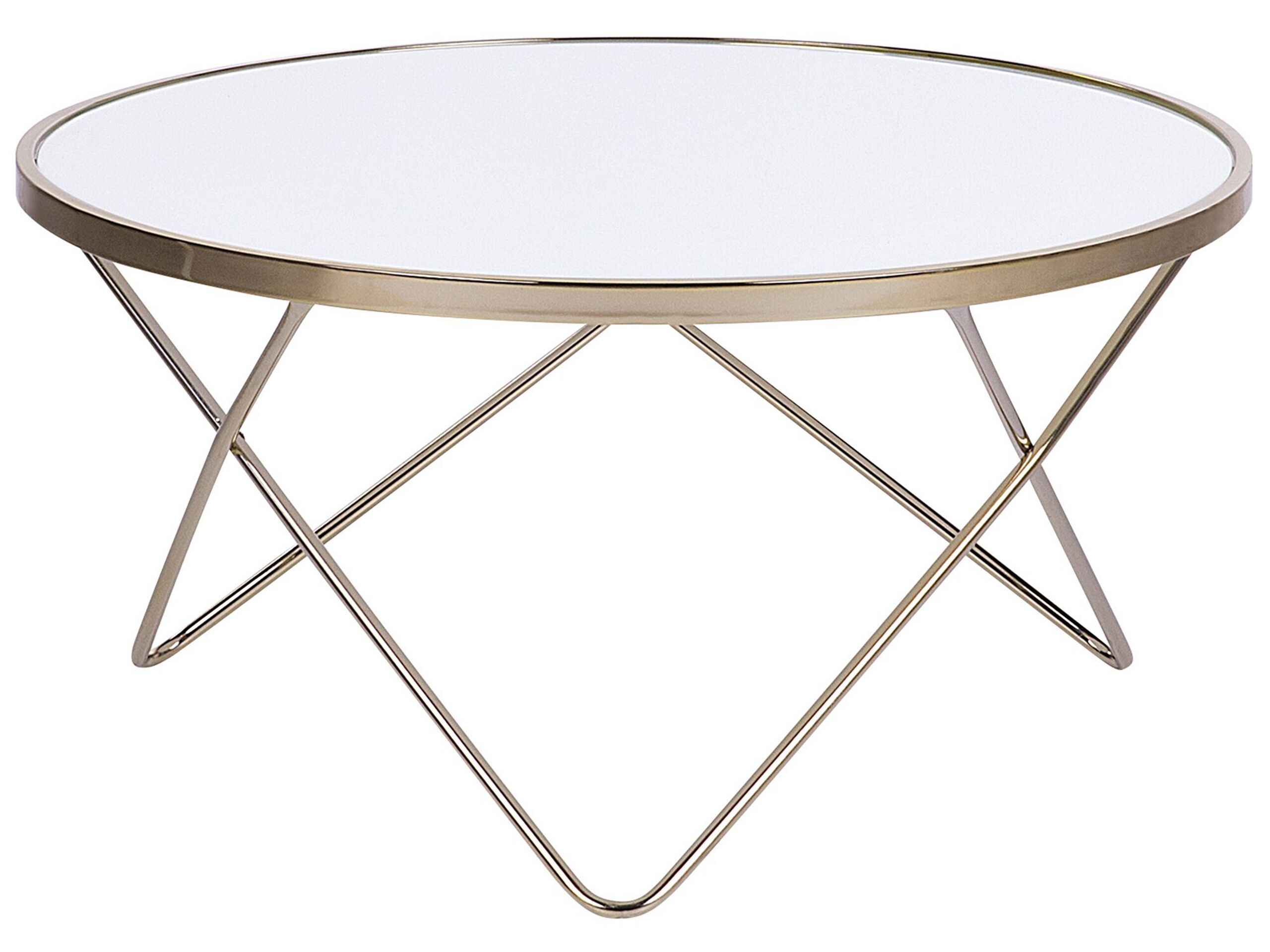Coffee Table White with Gold MERIDIAN II - Gemini Interiors