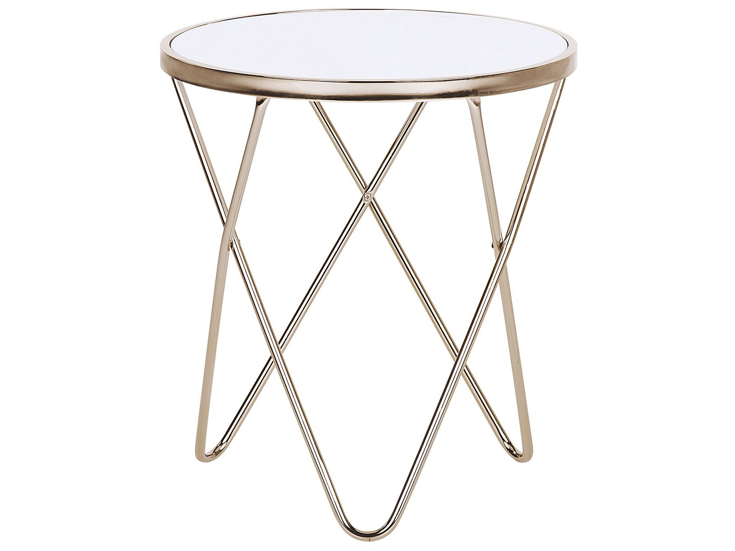 Side Table White with Gold MERIDIAN II - Gemini Interiors