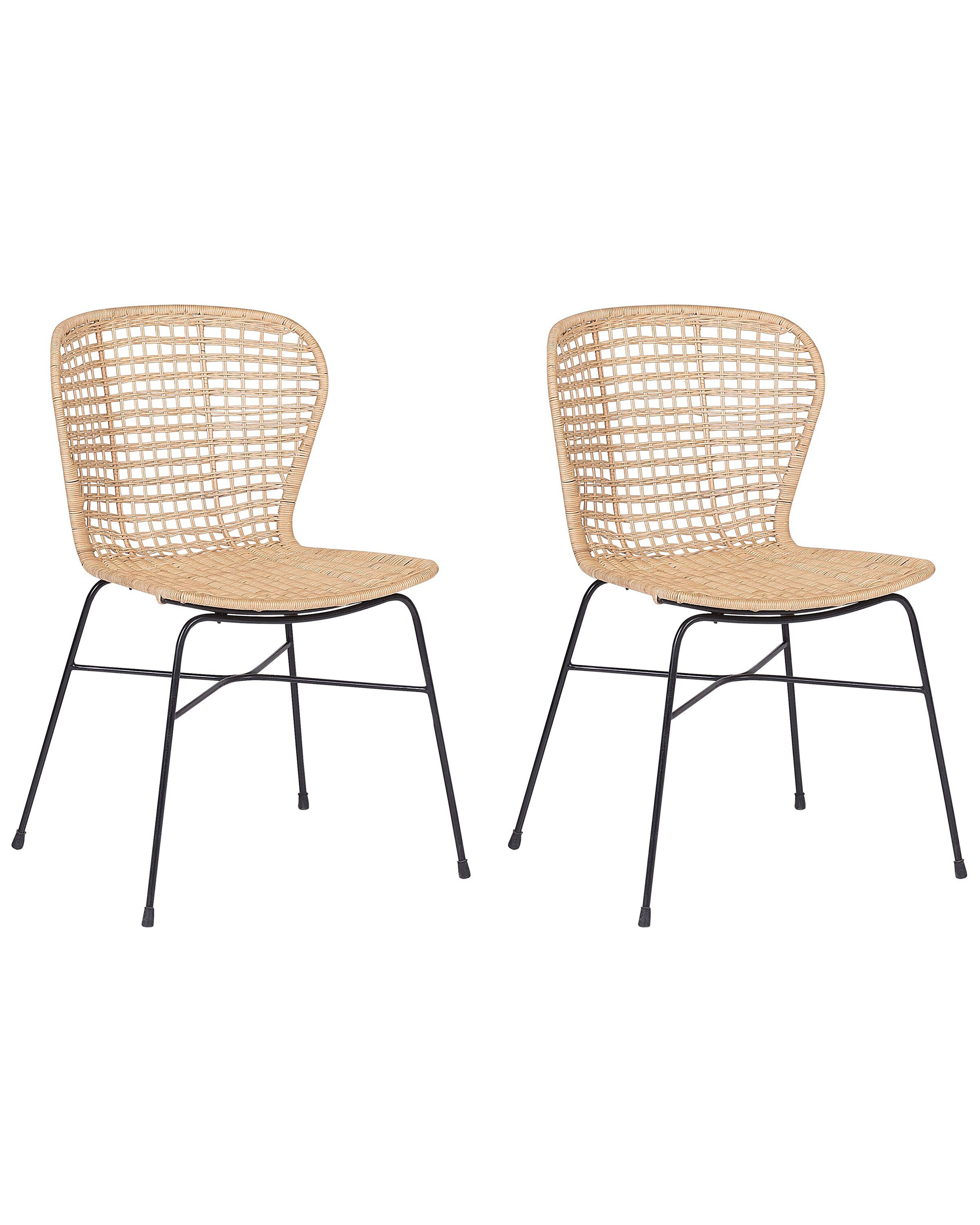 Set of 2 Rattan Dining Chairs Natural ELFROS - Gemini Interiors