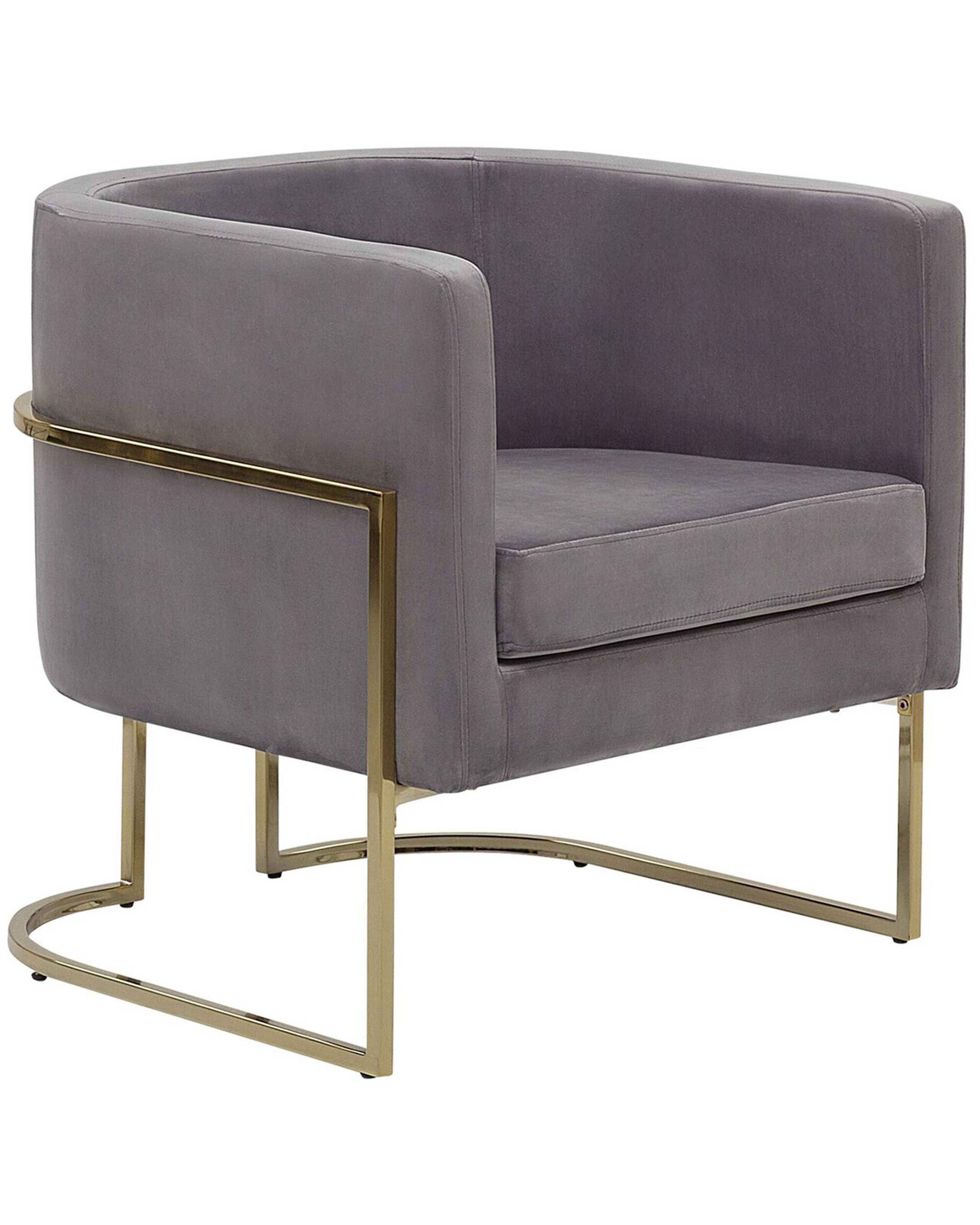Velvet Armchair Grey SIRKKA - Gemini Interiors