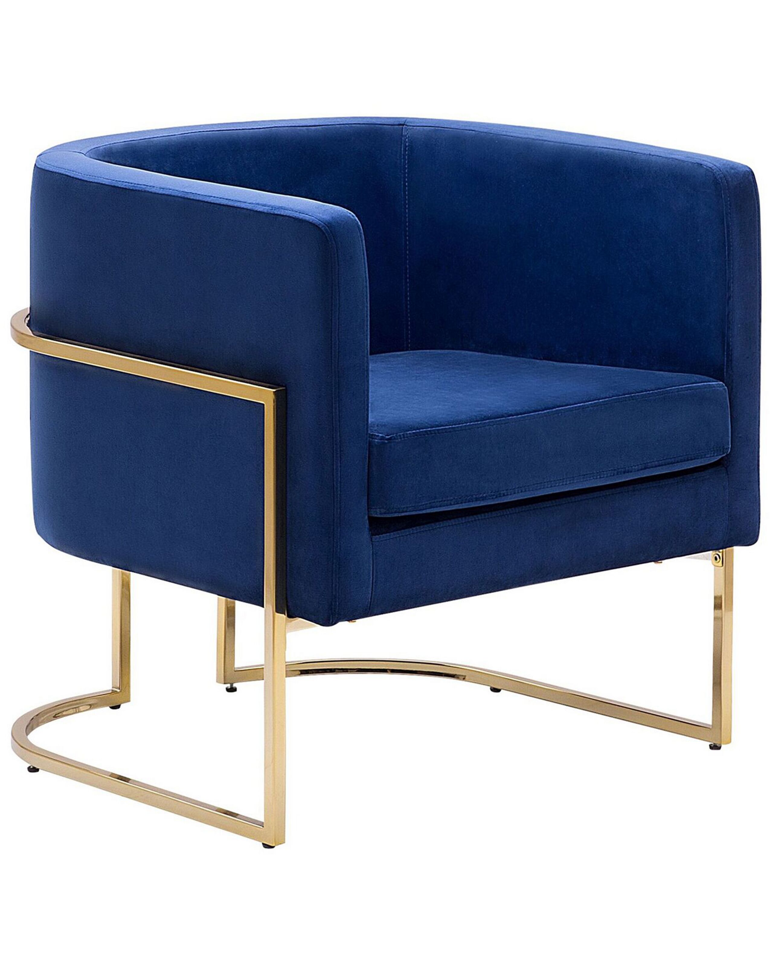Velvet Armchair Dark Blue SIRKKA - Gemini Interiors