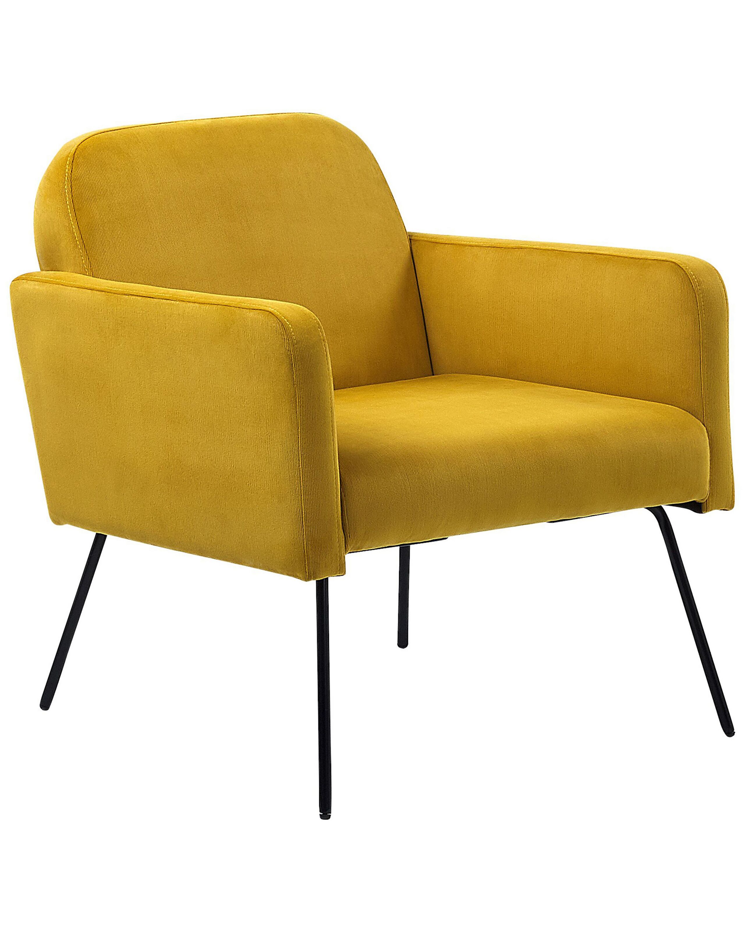 Velvet Armchair Yellow NARKEN - Gemini Interiors