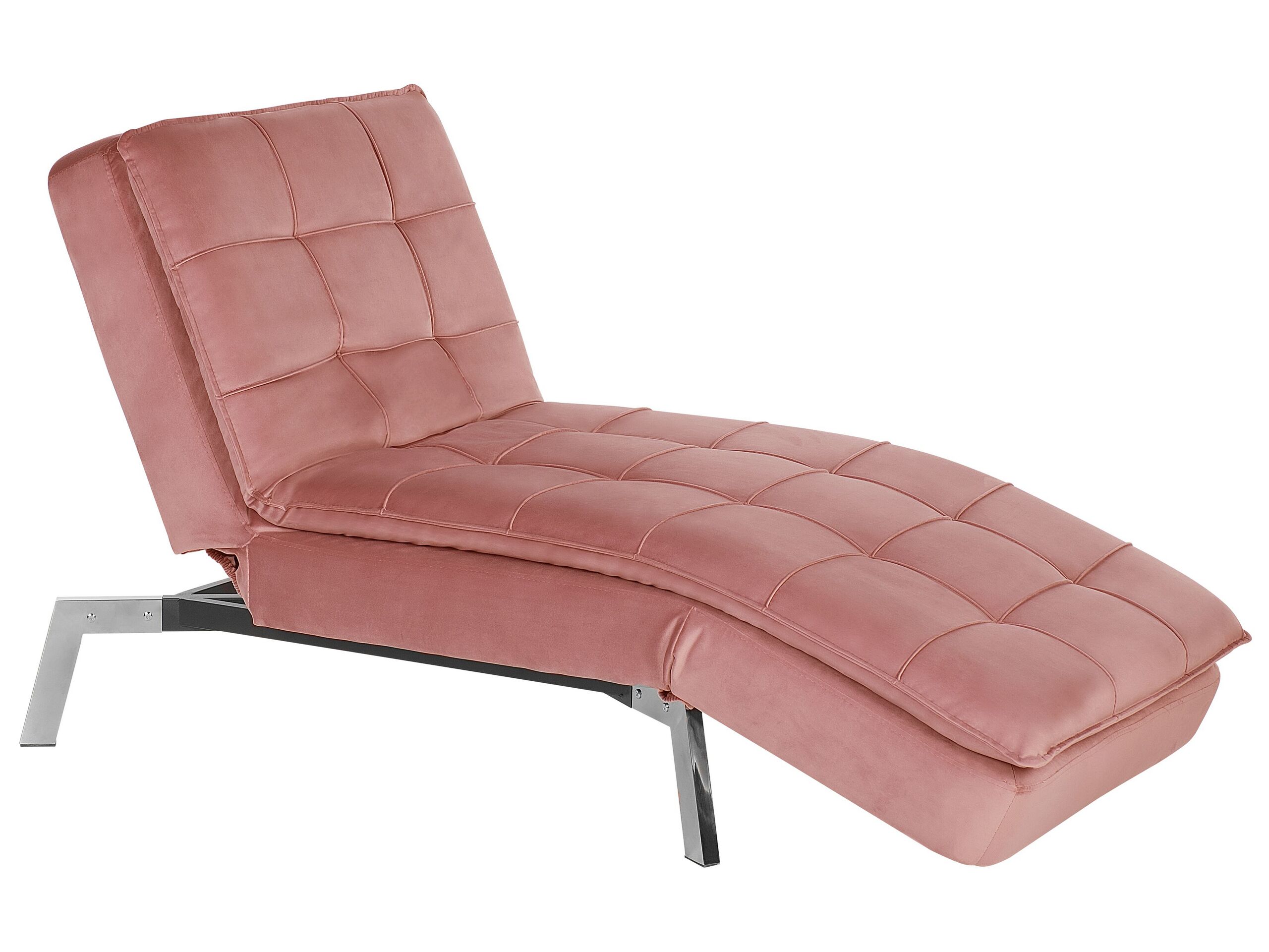 Velvet Chaise Lounge Pink LOIRET - Gemini Interiors
