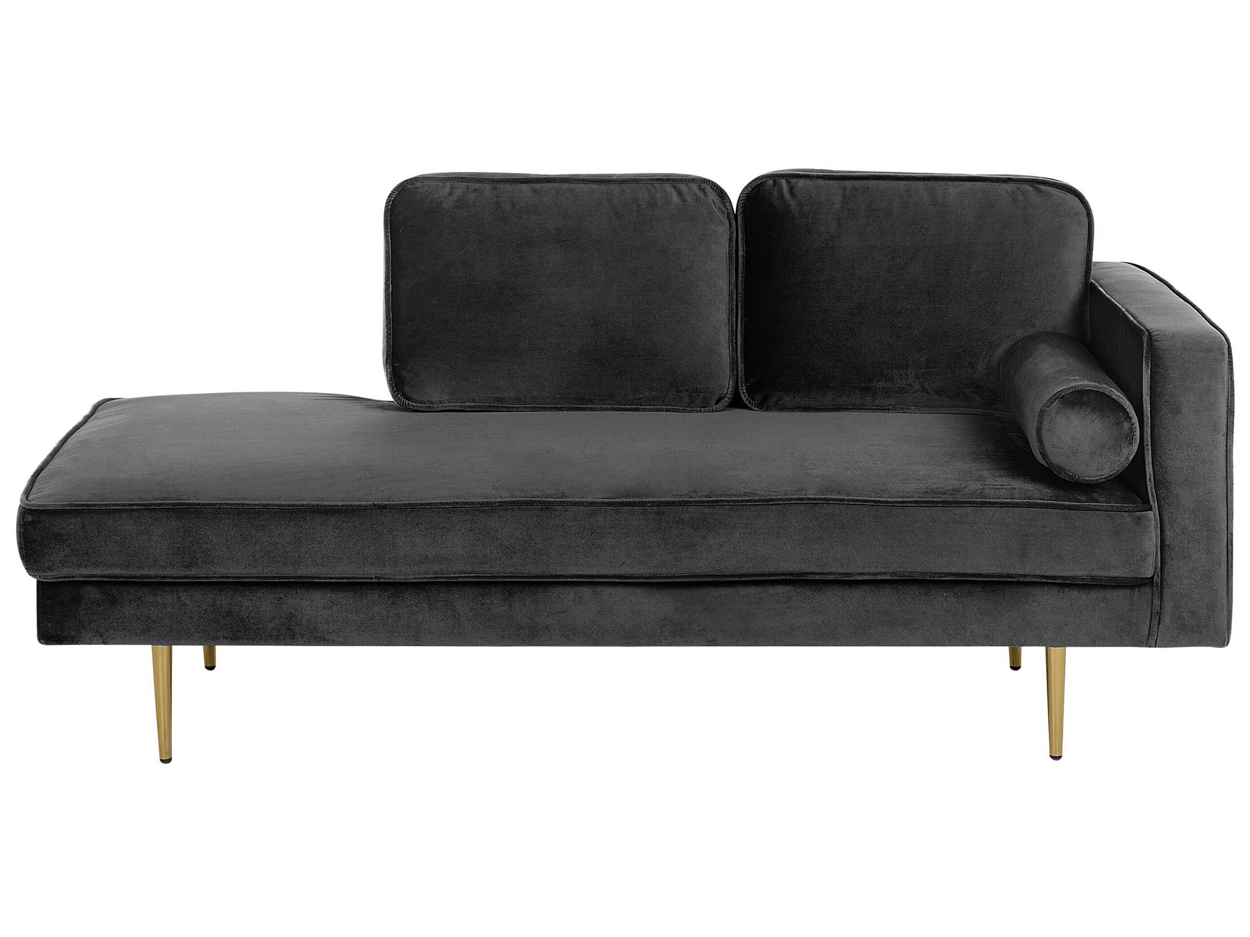 Right Hand Velvet Chaise Lounge Black MIRAMAS - Gemini Interiors
