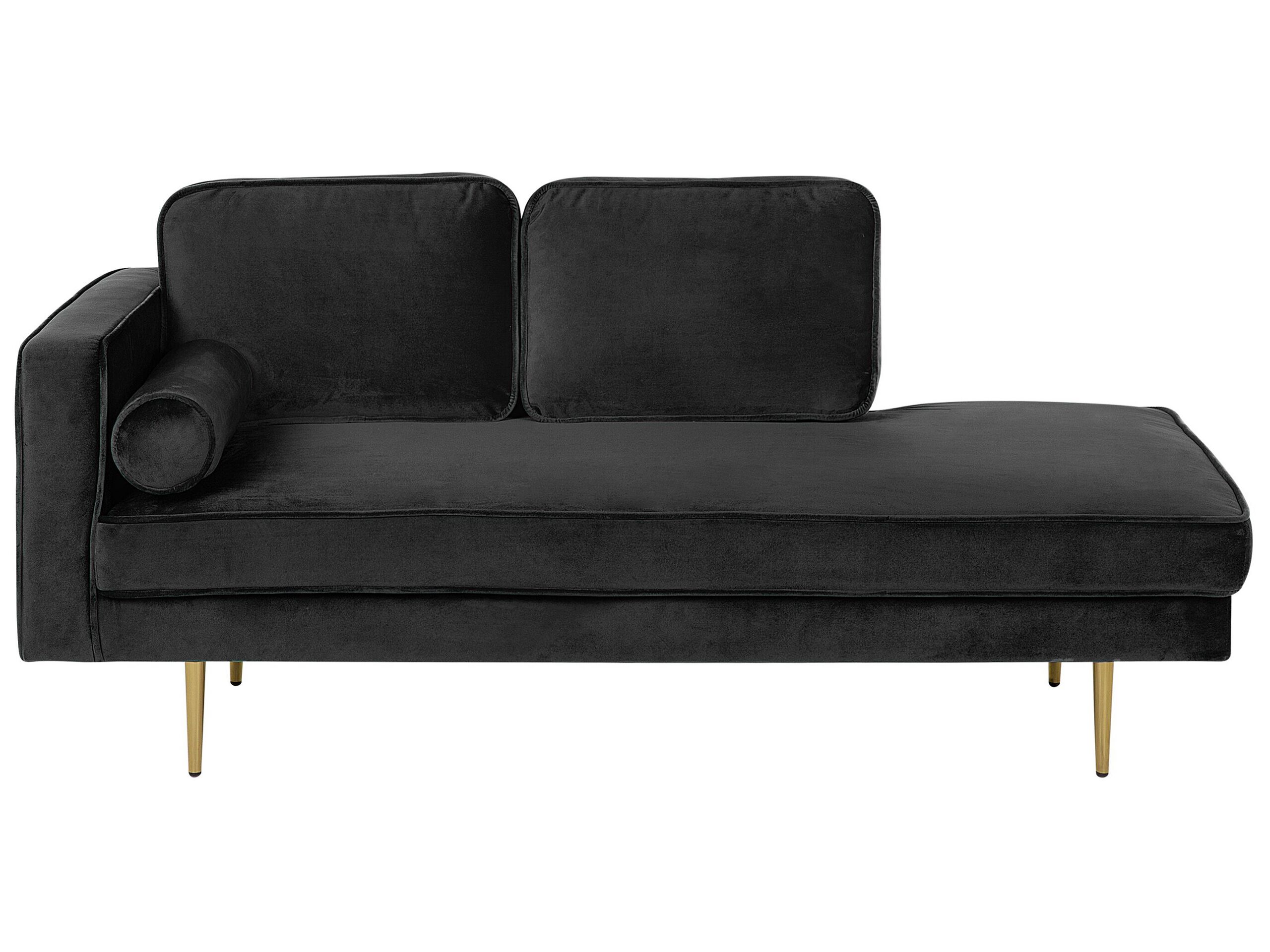 Left Hand Velvet Chaise Lounge Black MIRAMAS - Gemini Interiors