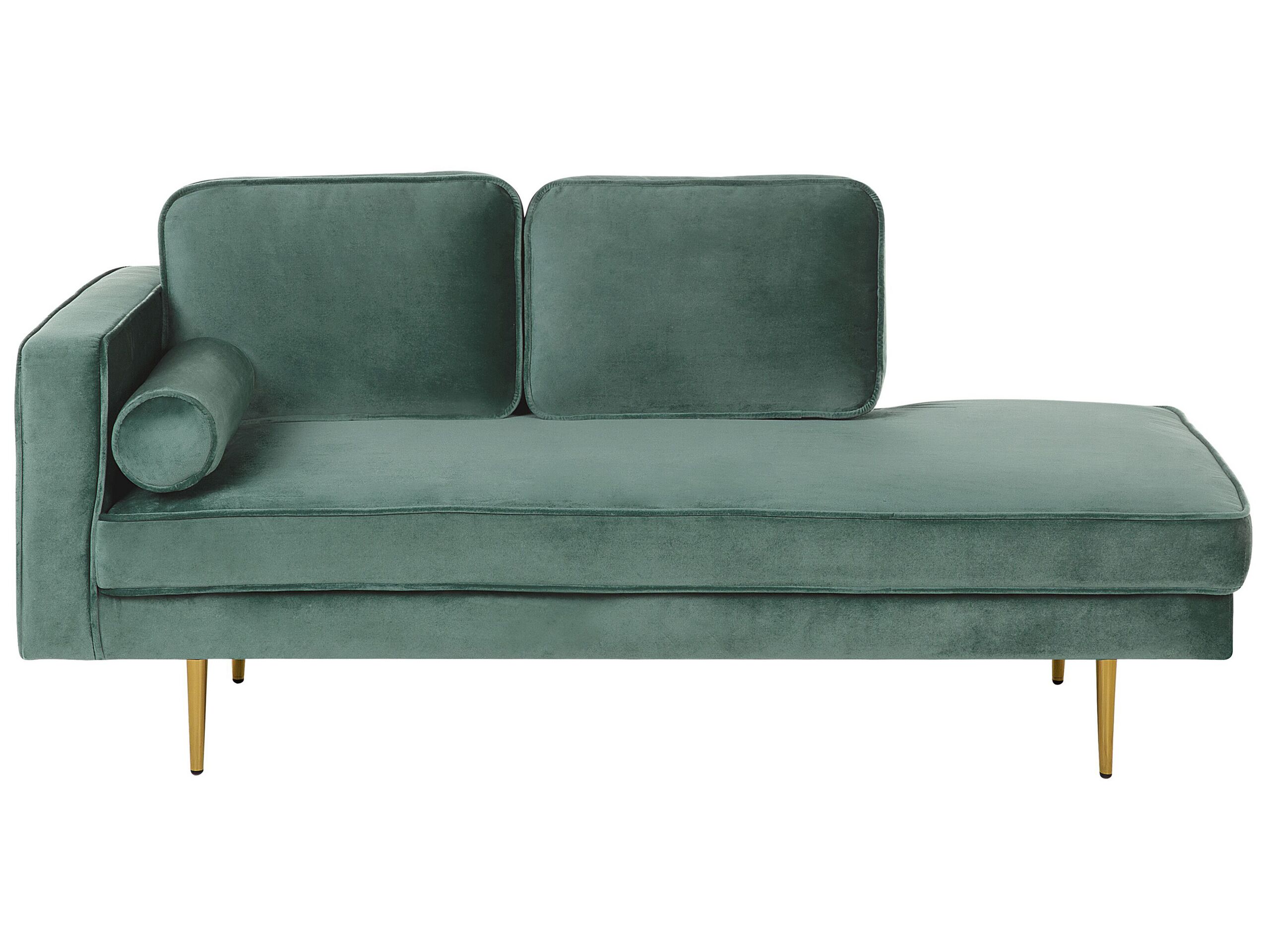 Left Hand Velvet Chaise Lounge Mint Green MIRAMAS - Gemini Interiors